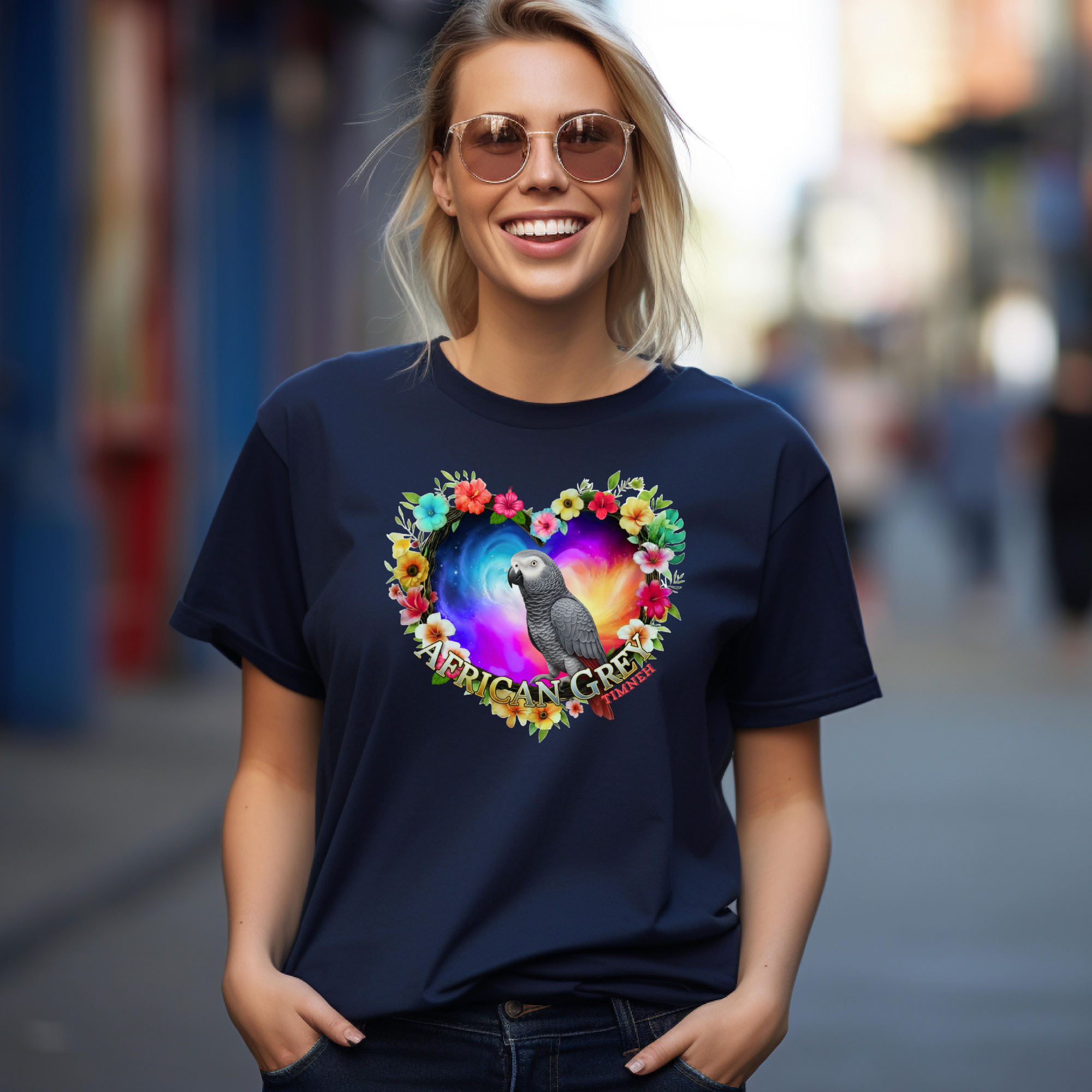 African Grey Timneh Heart T-Shirt