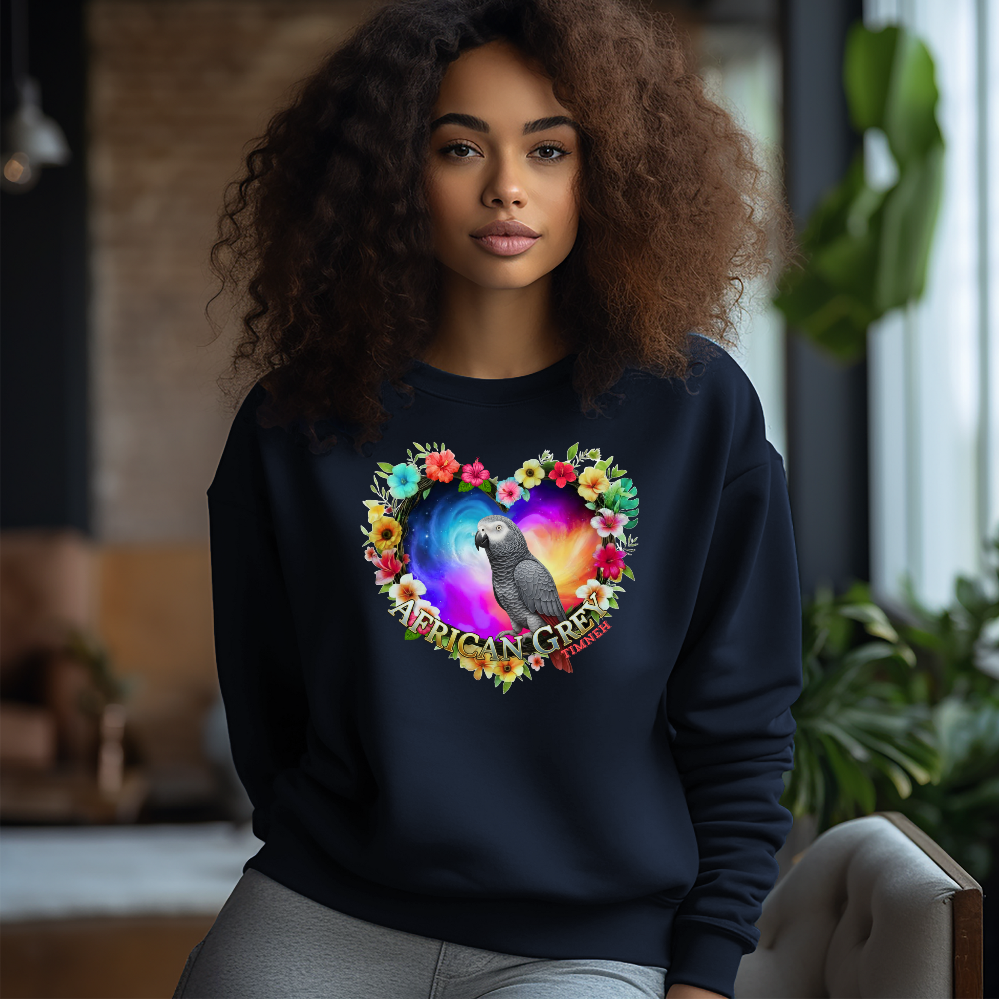 Floral African Grey Timneh Sweatshirt