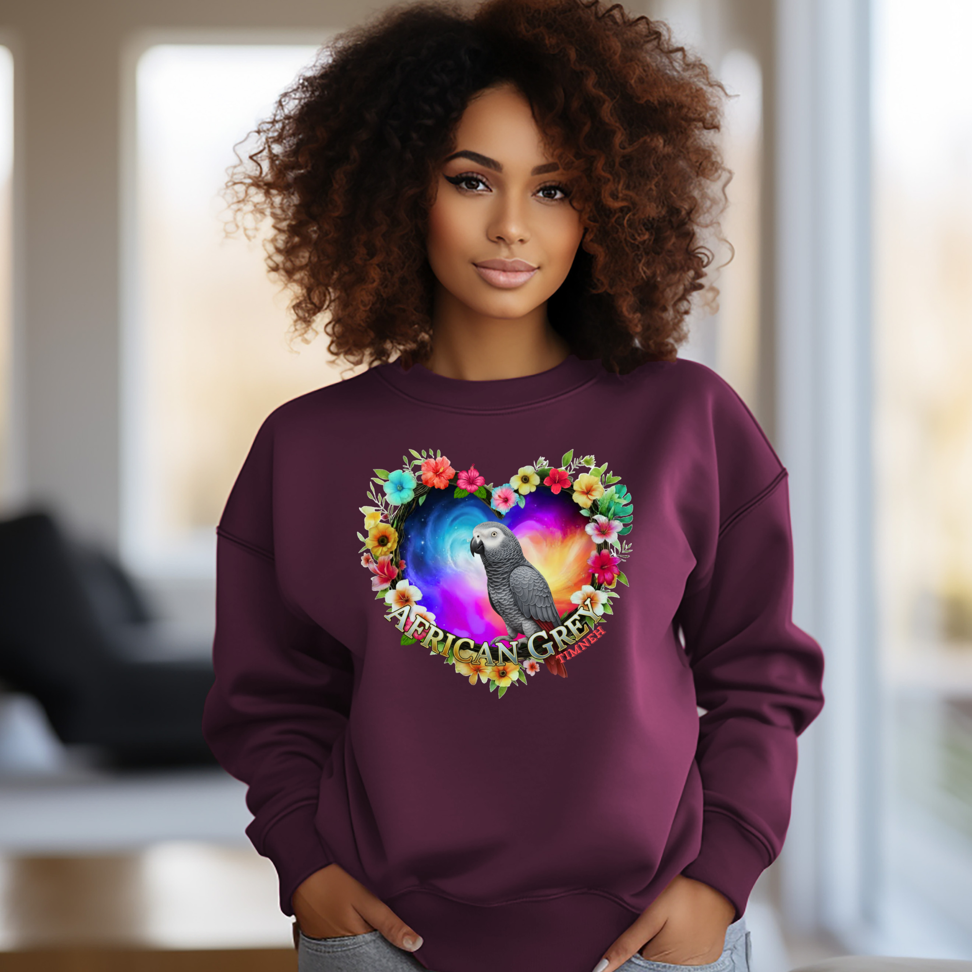 Floral African Grey Timneh Sweatshirt