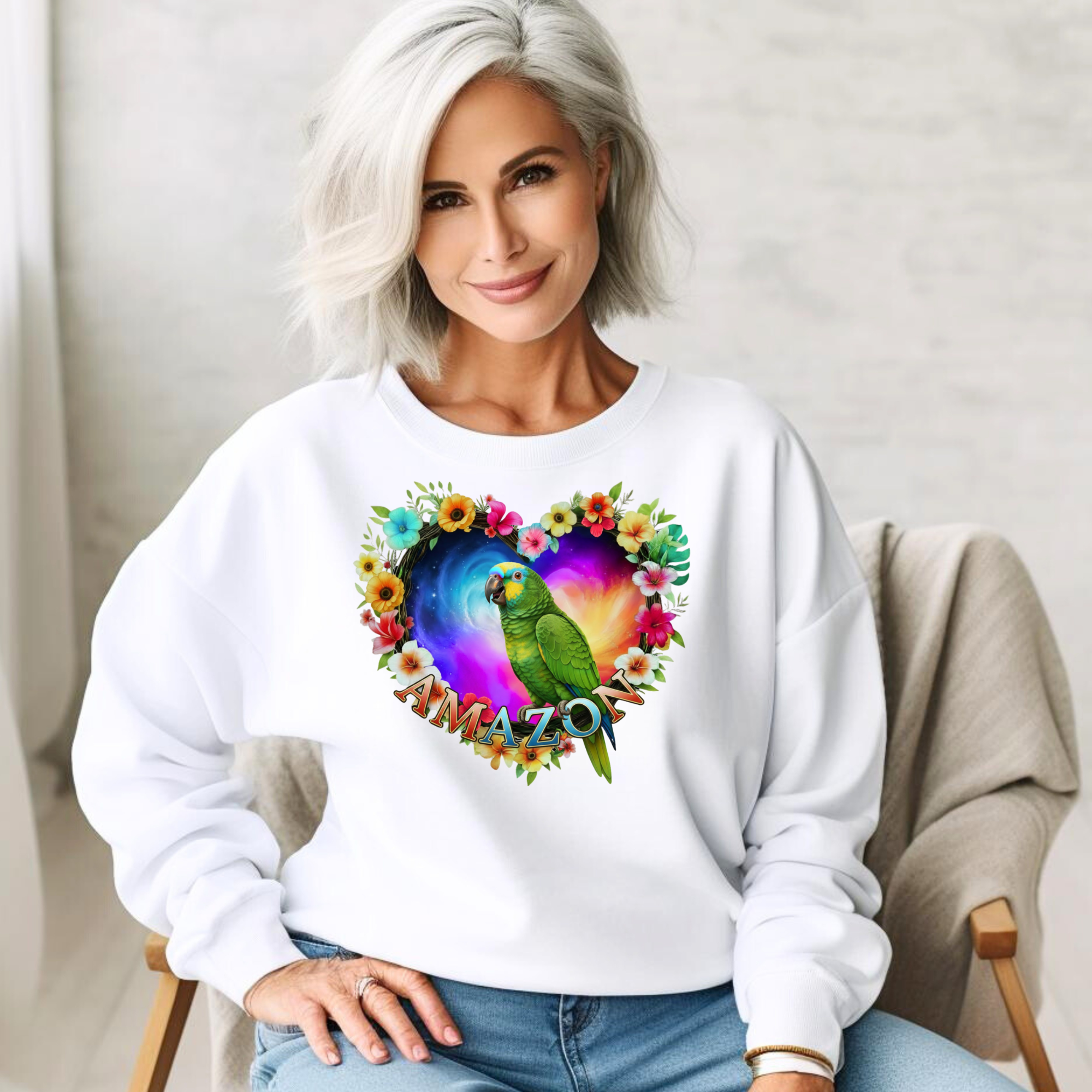 Floral Heart Amazon Parrot Sweatshirt
