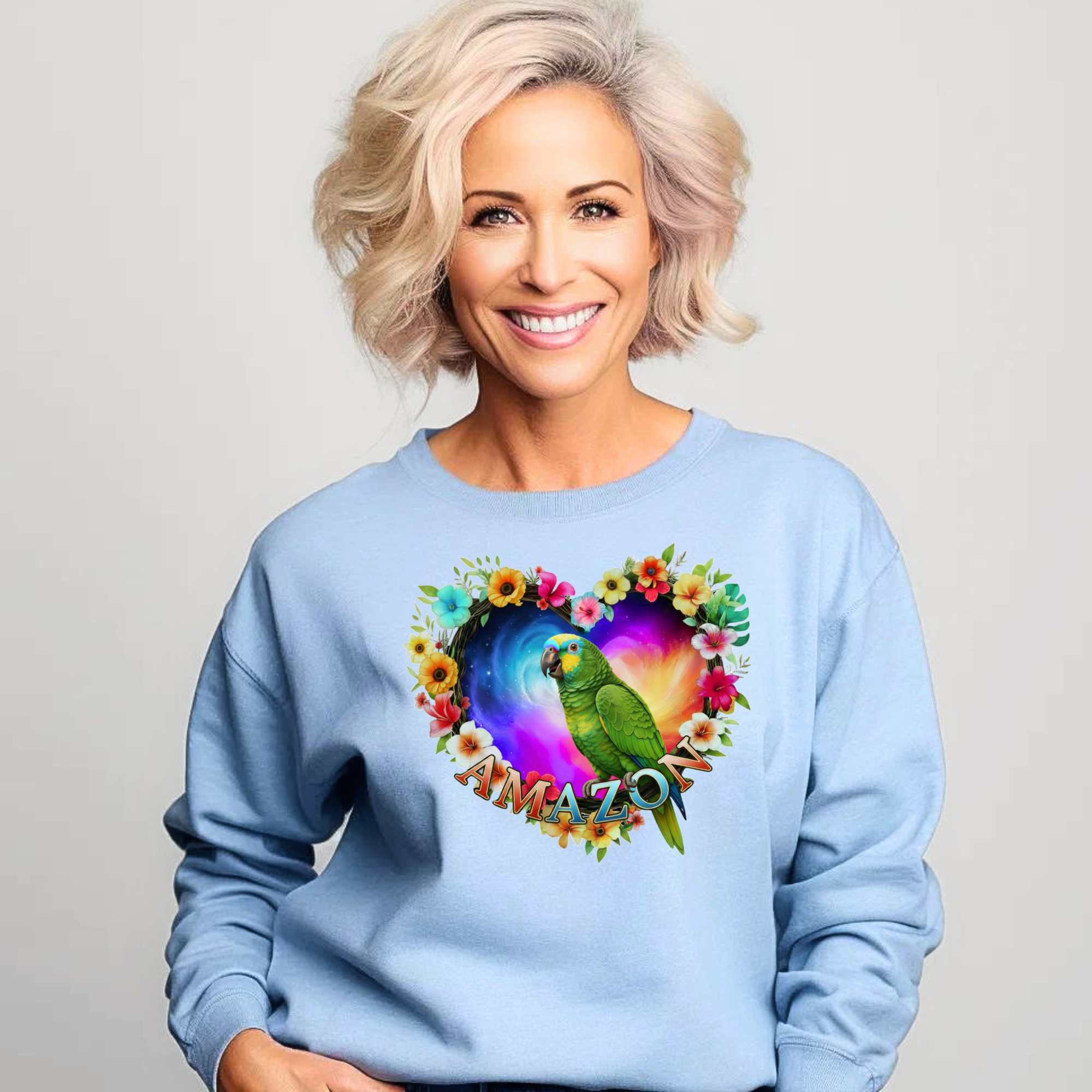 Floral Heart Amazon Parrot Sweatshirt