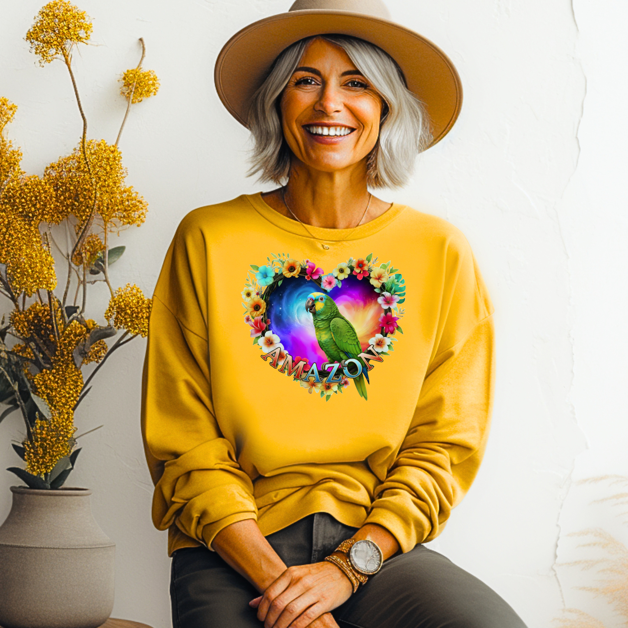 Floral Heart Amazon Parrot Sweatshirt