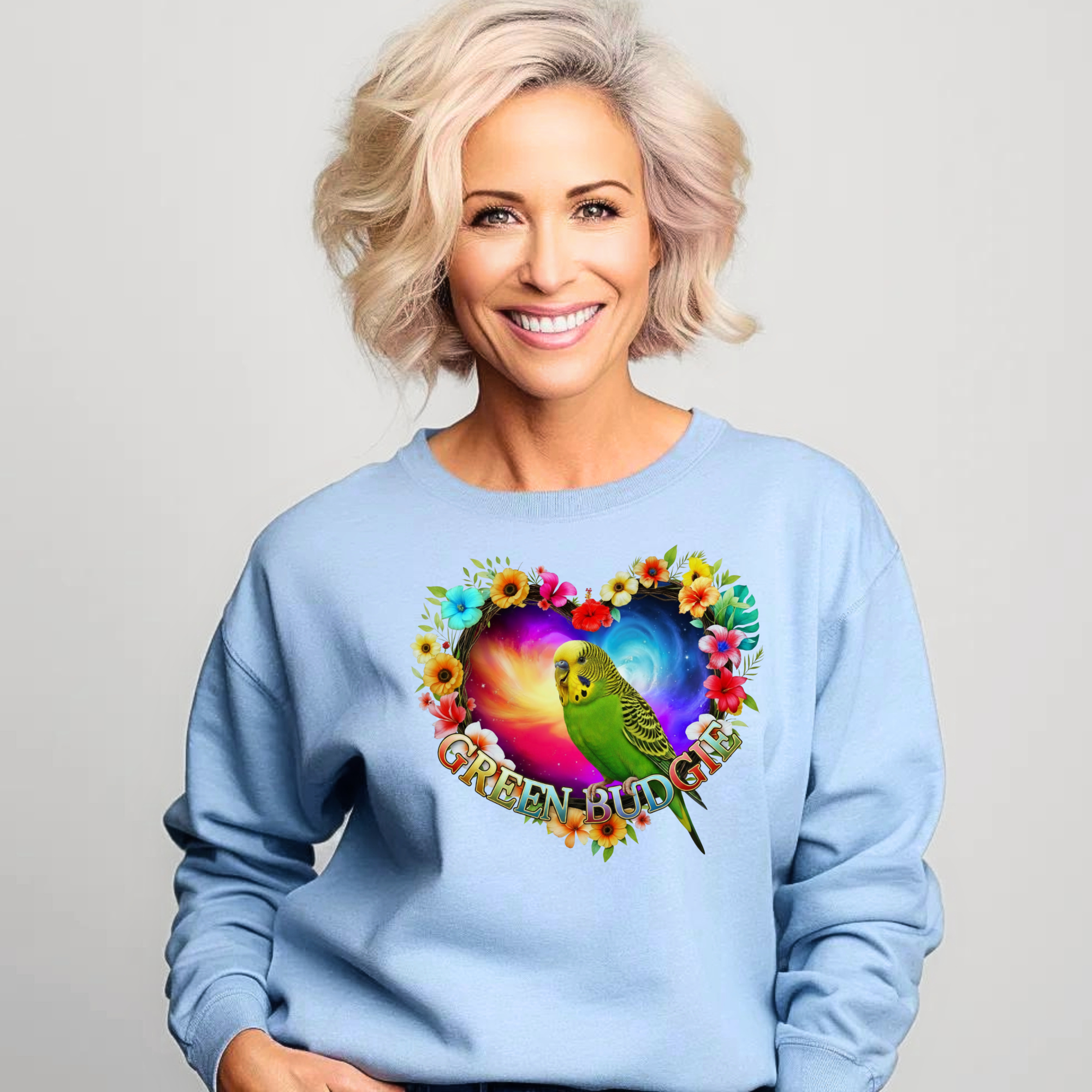 Floral Green Budgie Sweatshirt