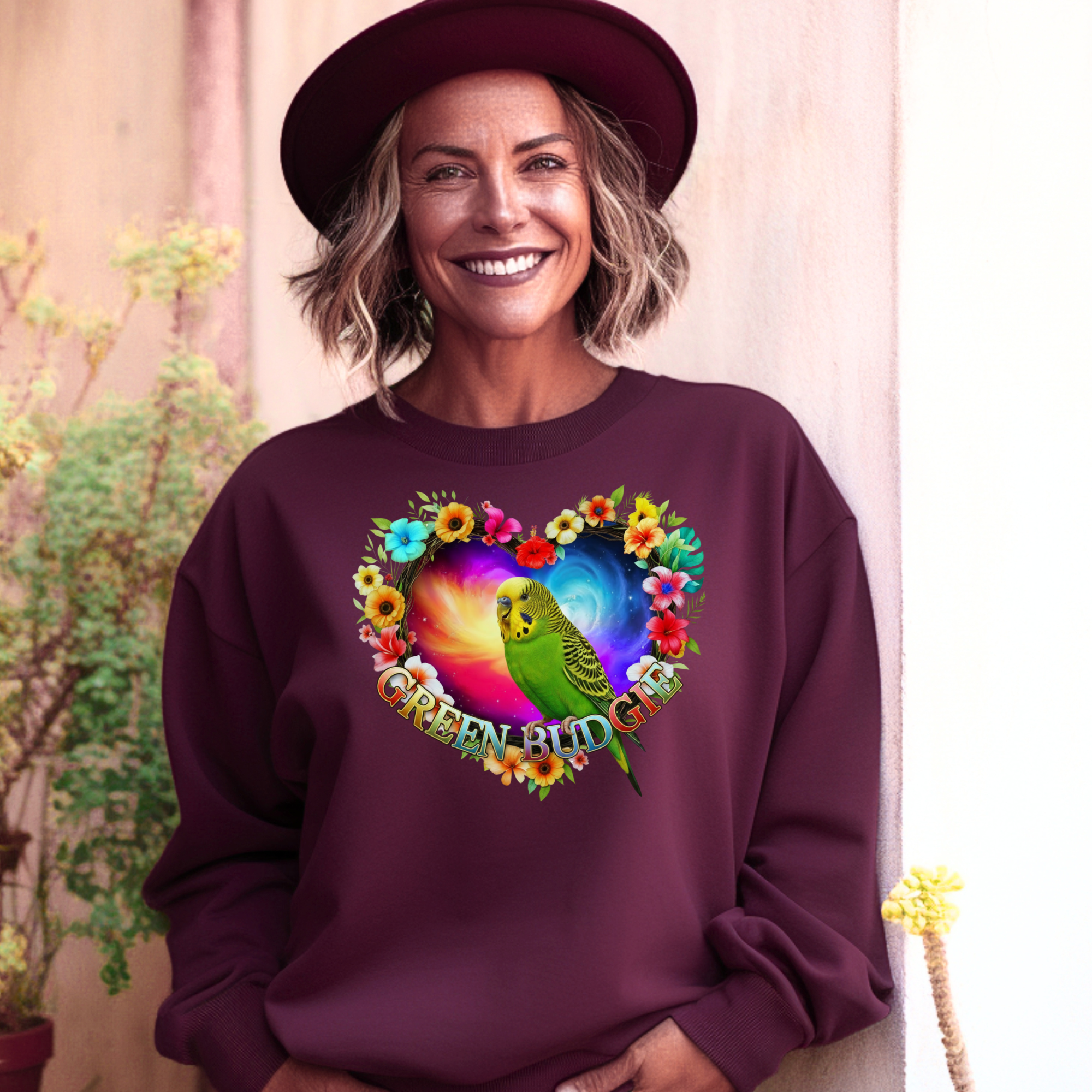 Floral Green Budgie Sweatshirt