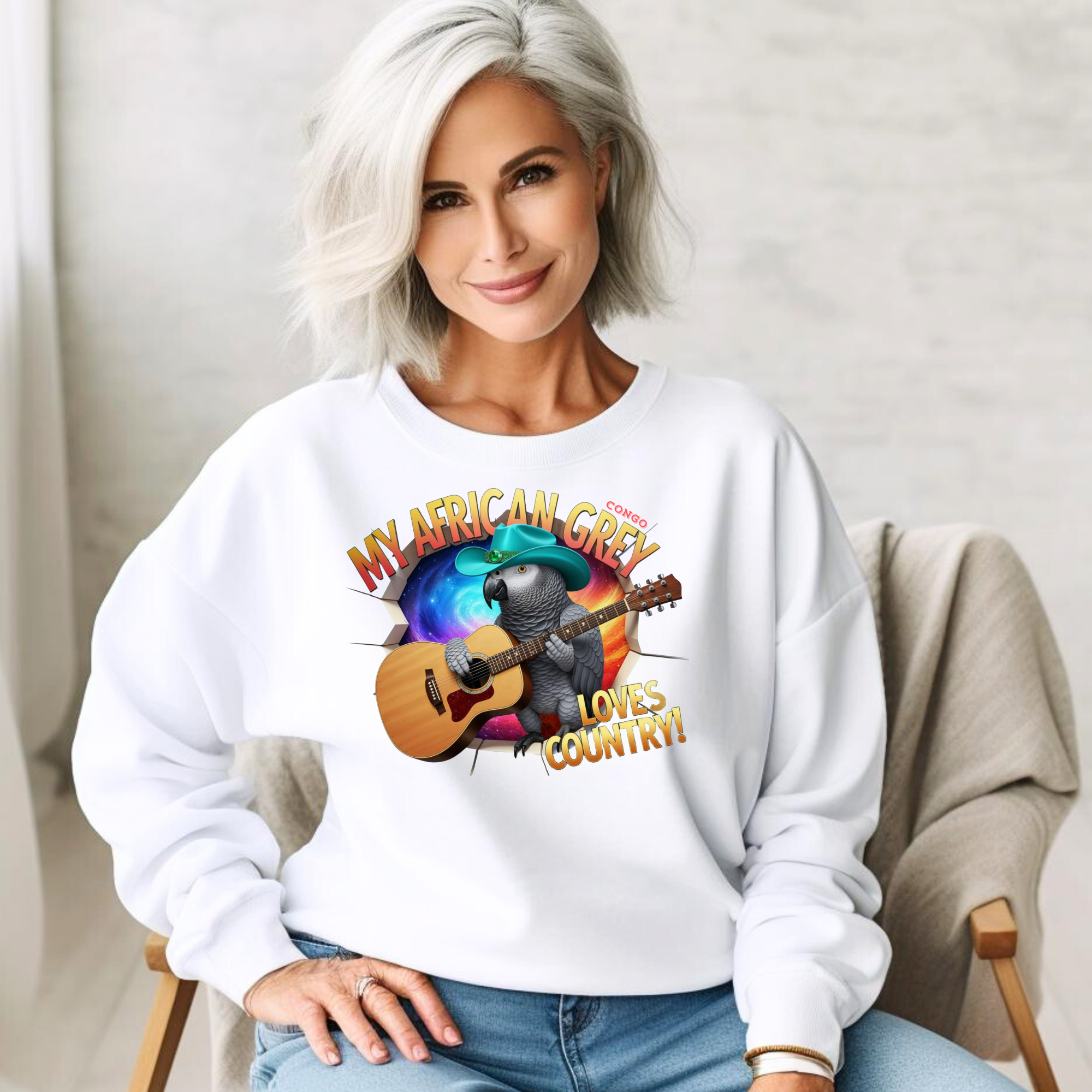 African Grey Congo Loves Country Sweatshirt