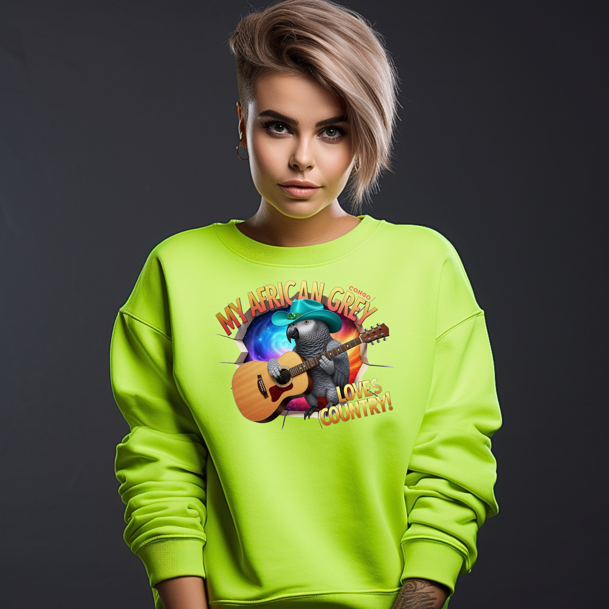 African Grey Congo Loves Country Sweatshirt
