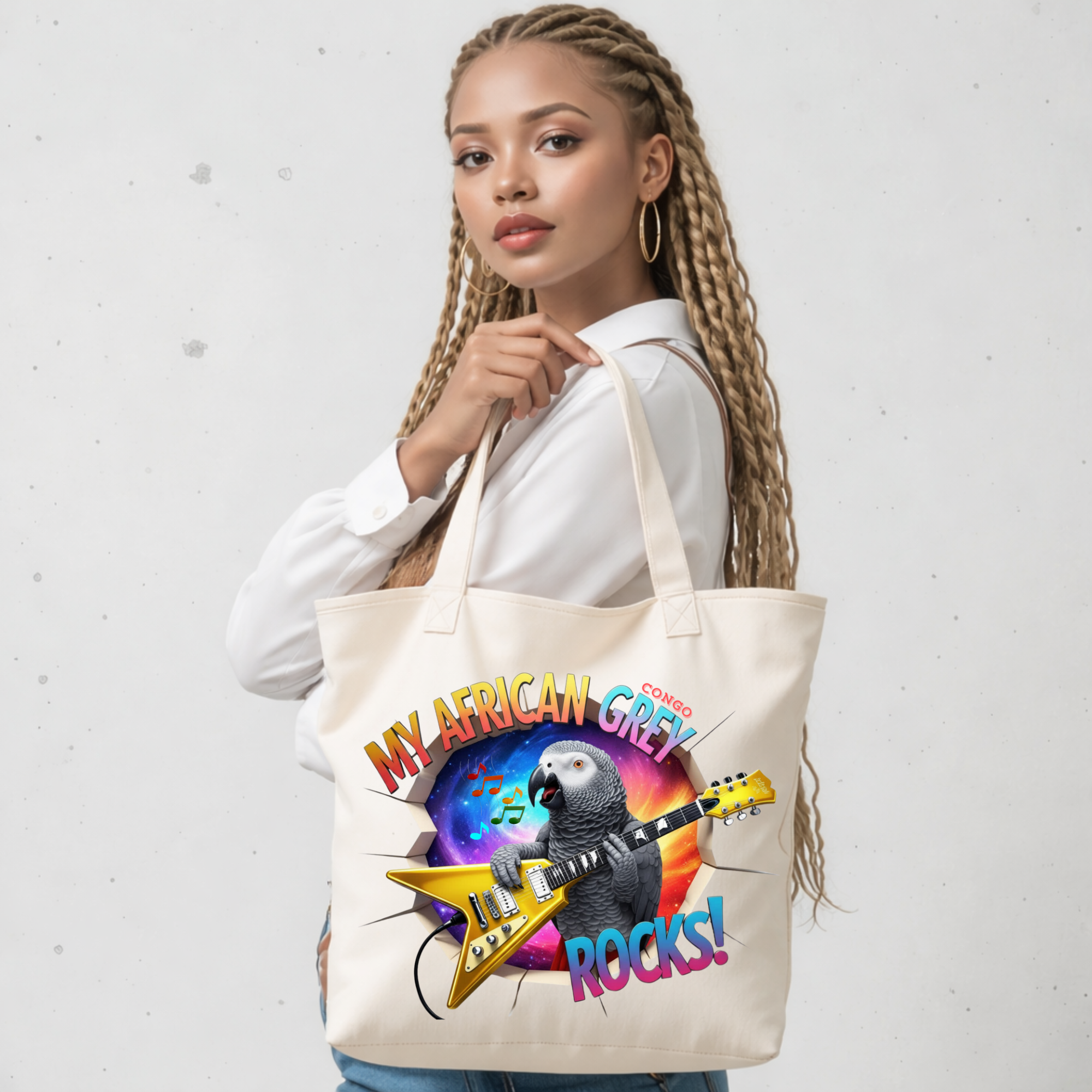 African Grey Congo Rocks Tote Bag