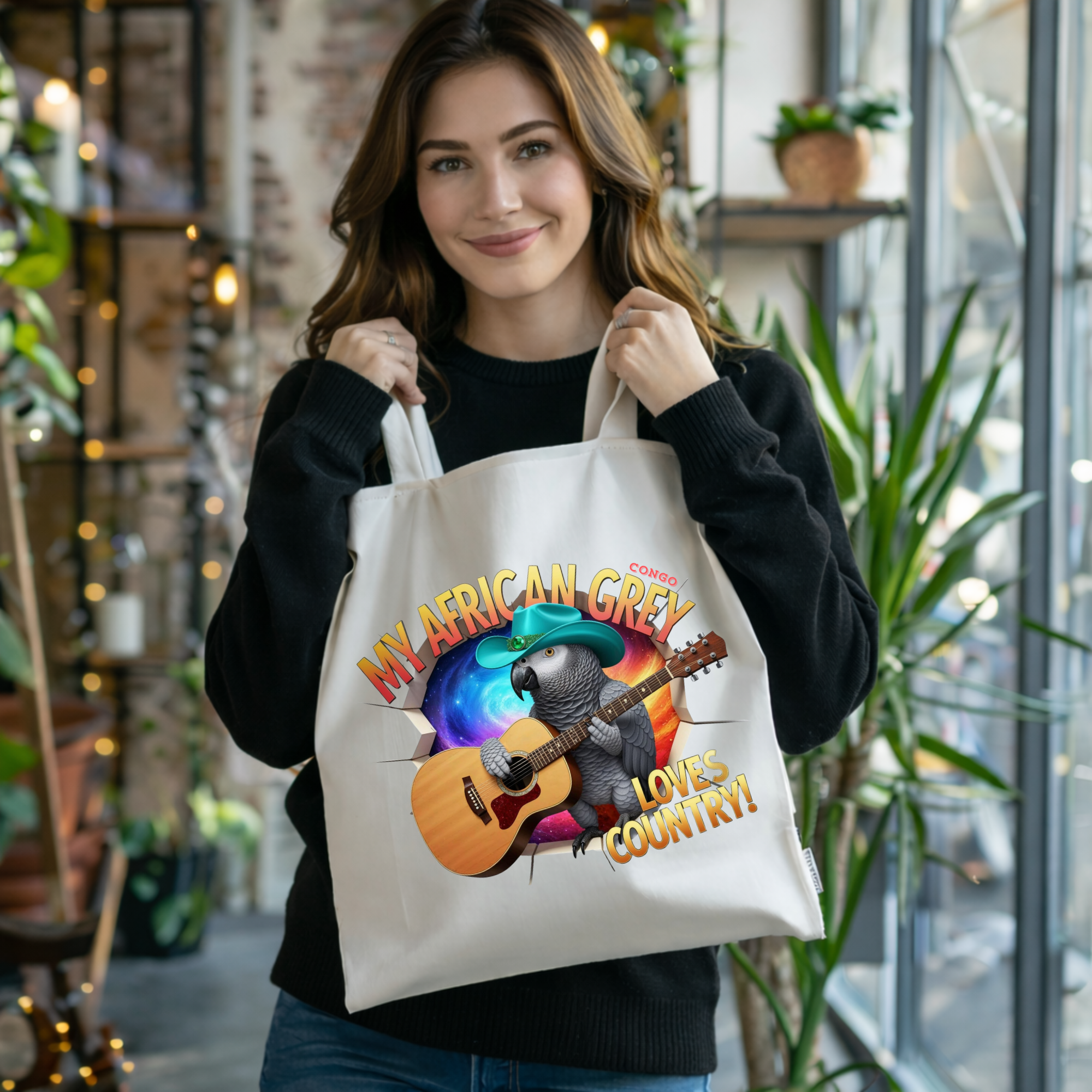 African Grey Congo Loves Country Tote Bag