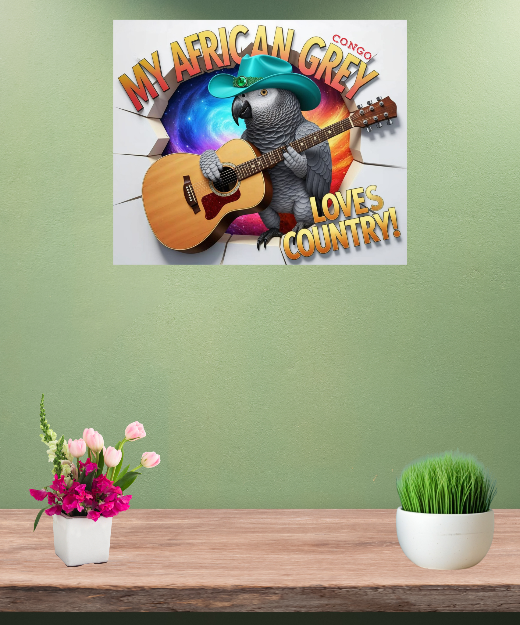 African Grey Congo Loves Country Wall-Hanging