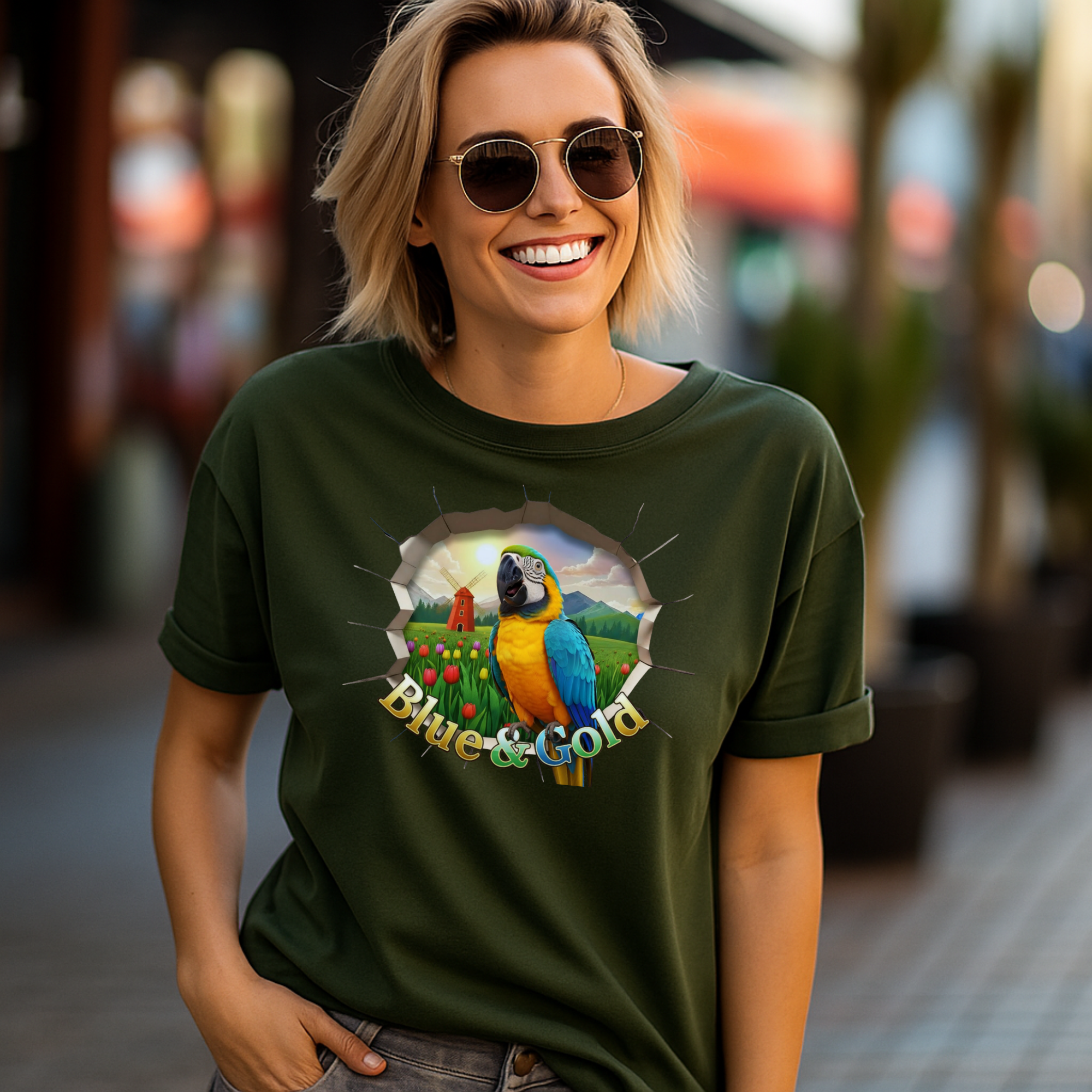 Blue & Gold Garden View T-Shirt