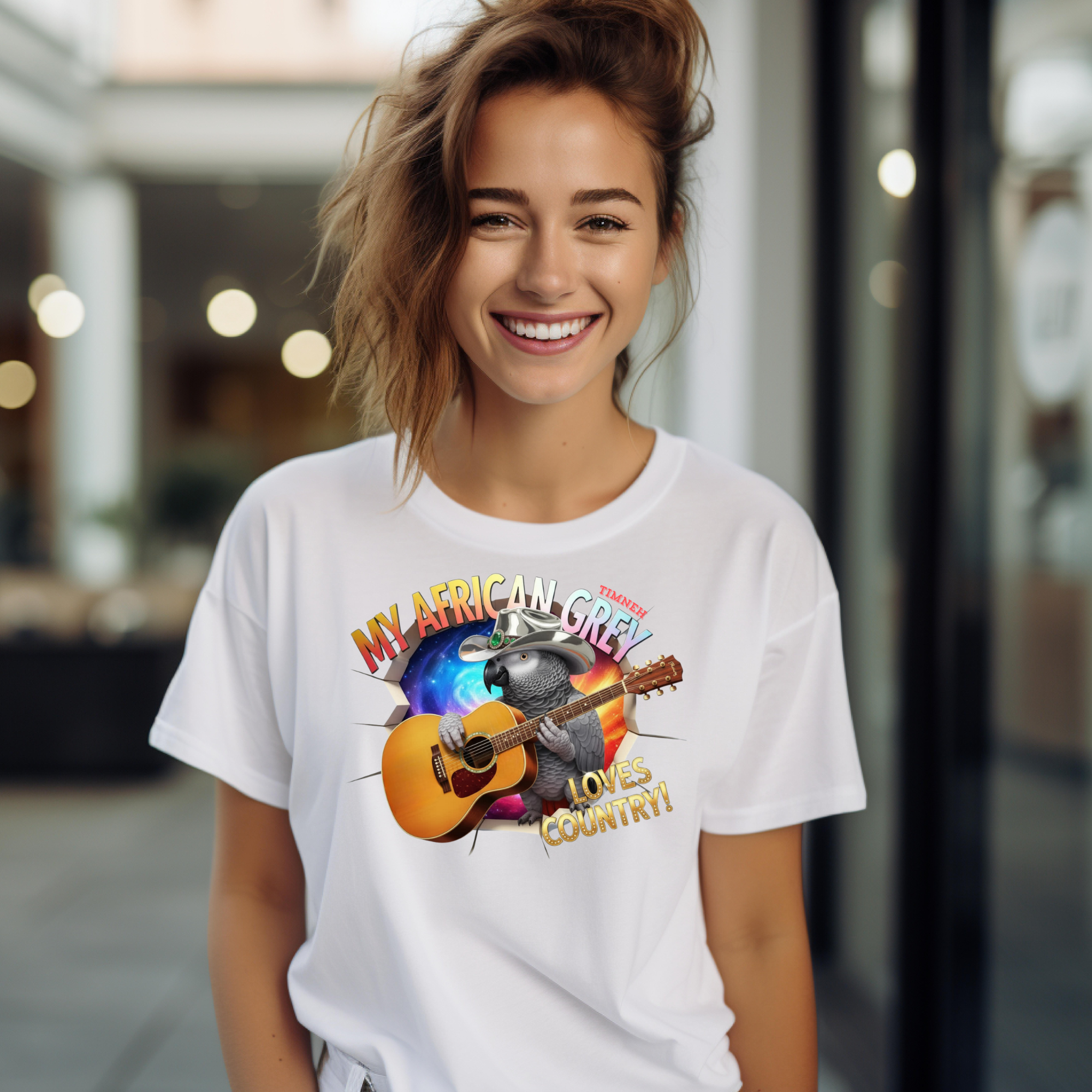 African Grey Timneh Loves Country T-Shirt