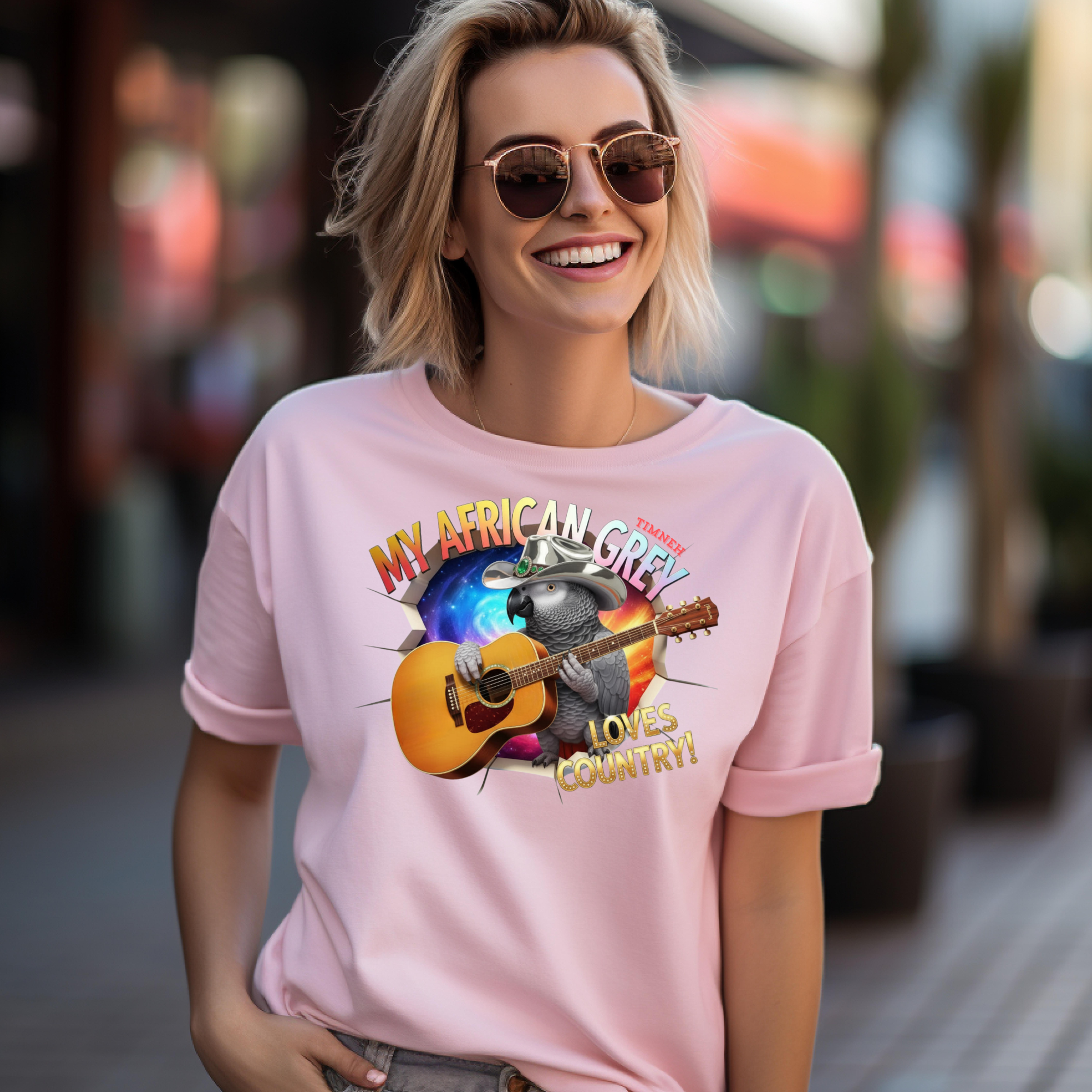 African Grey Timneh Loves Country T-Shirt