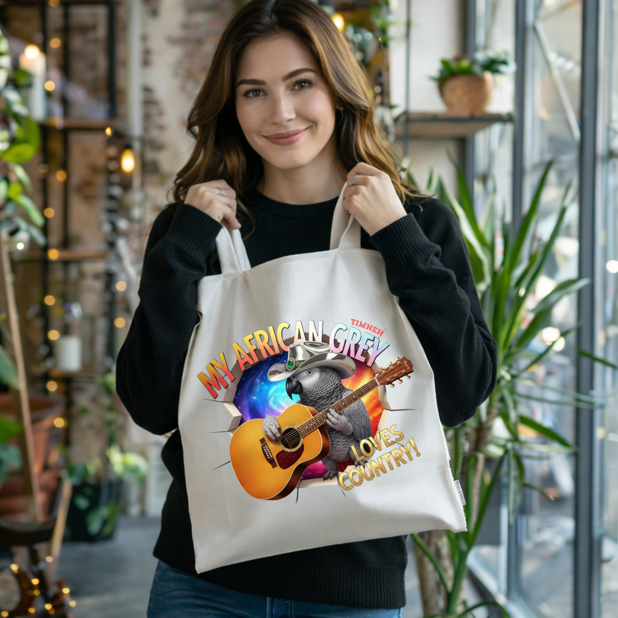 African Grey Timneh Loves Country Tote Bag