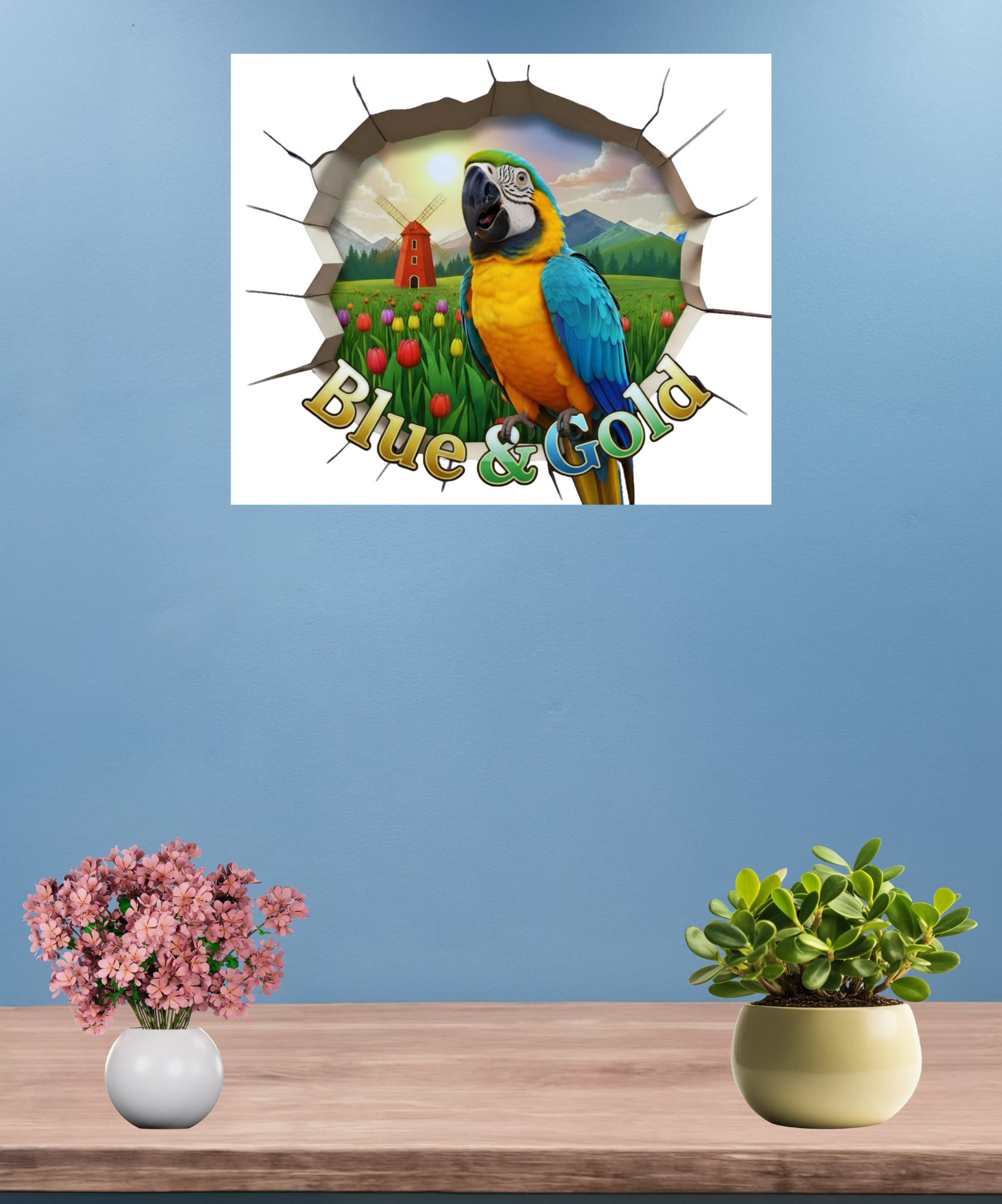 Blue & Gold Parrot Wall-Hanging