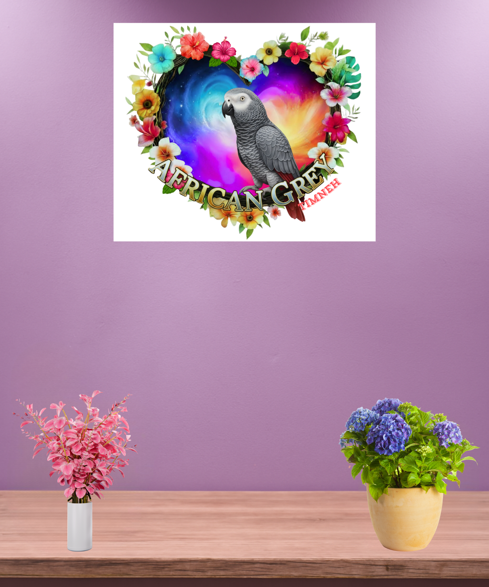 African Grey Timneh Heart Wall-Hanging