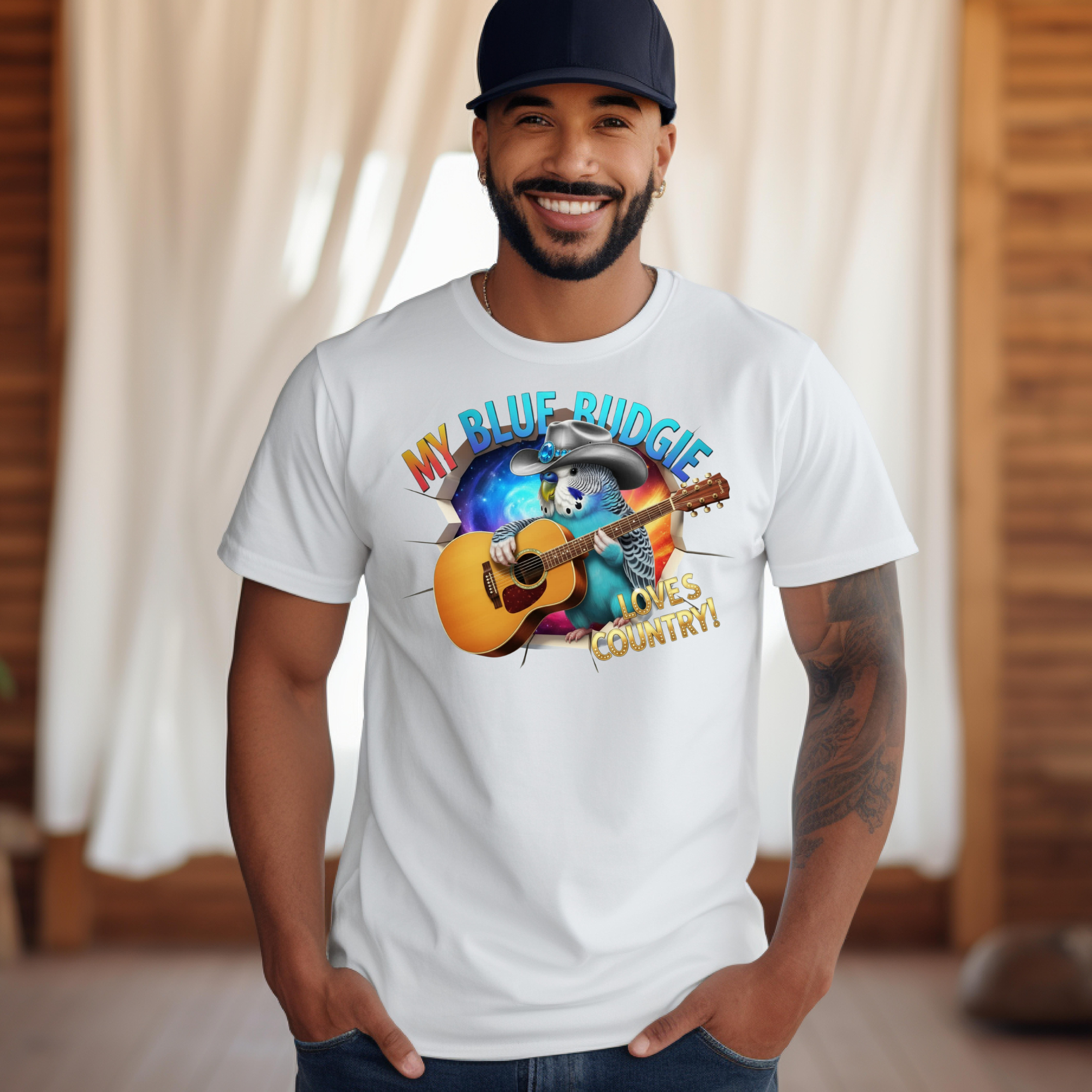 Blue Budgie Loves Country T-Shirt