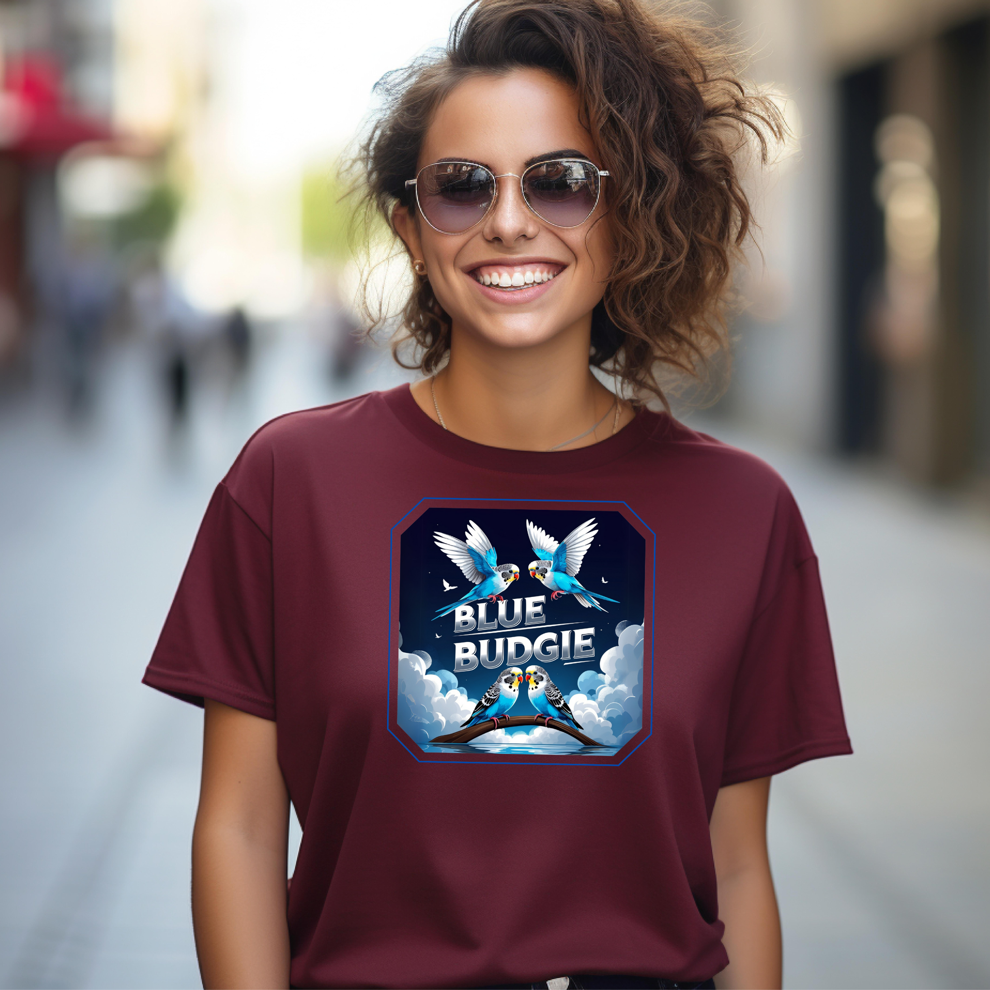 Flying Blue Budgie T-Shirt