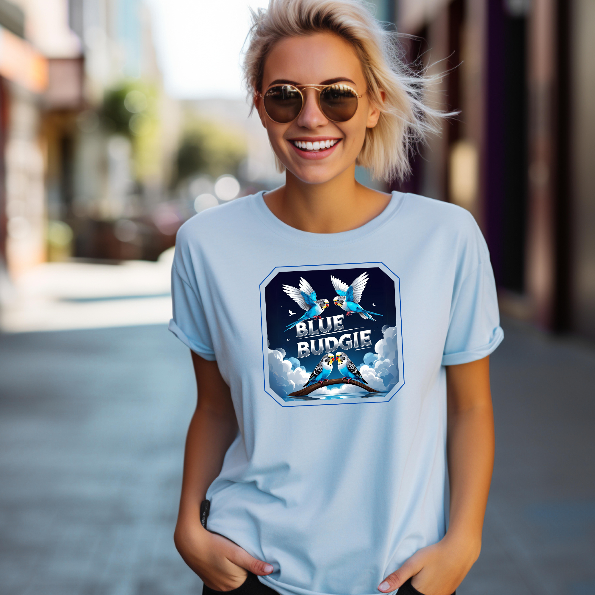 Flying Blue Budgie T-Shirt