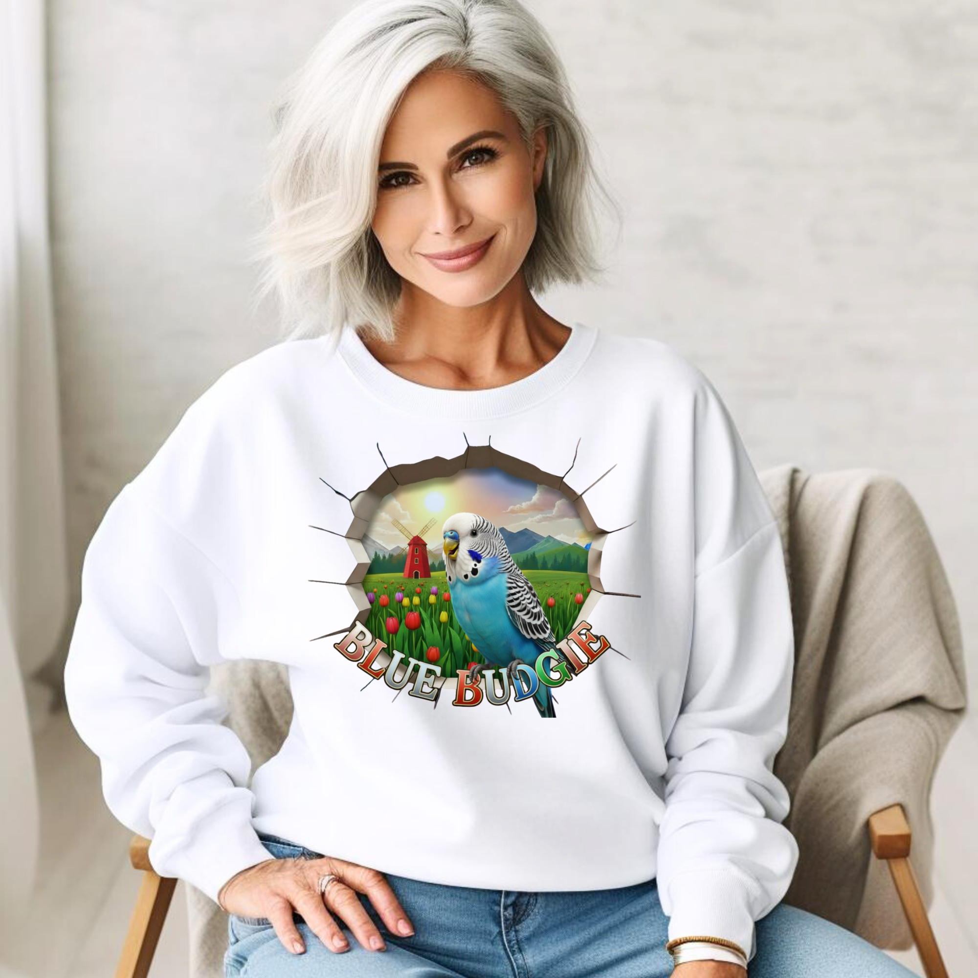 Blue Budgie Parrot Sweatshirt