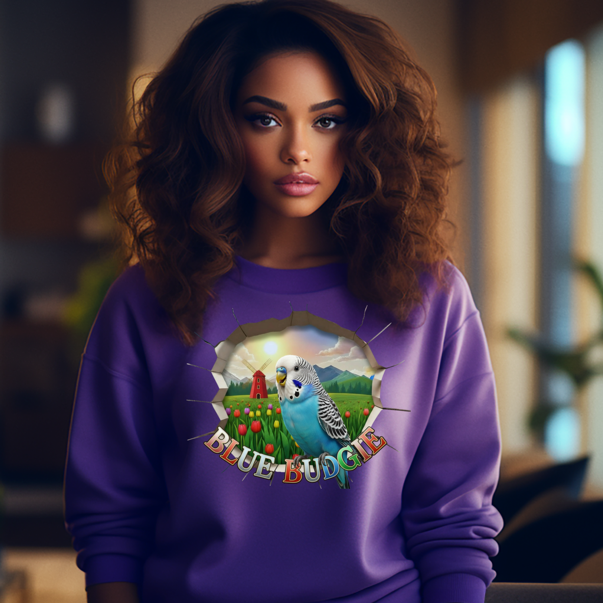 Blue Budgie Parrot Sweatshirt
