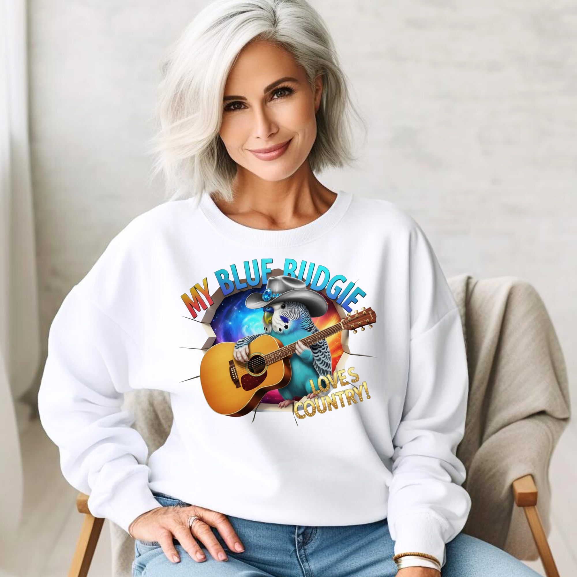 Blue Budgie Loves Country Sweatshirt