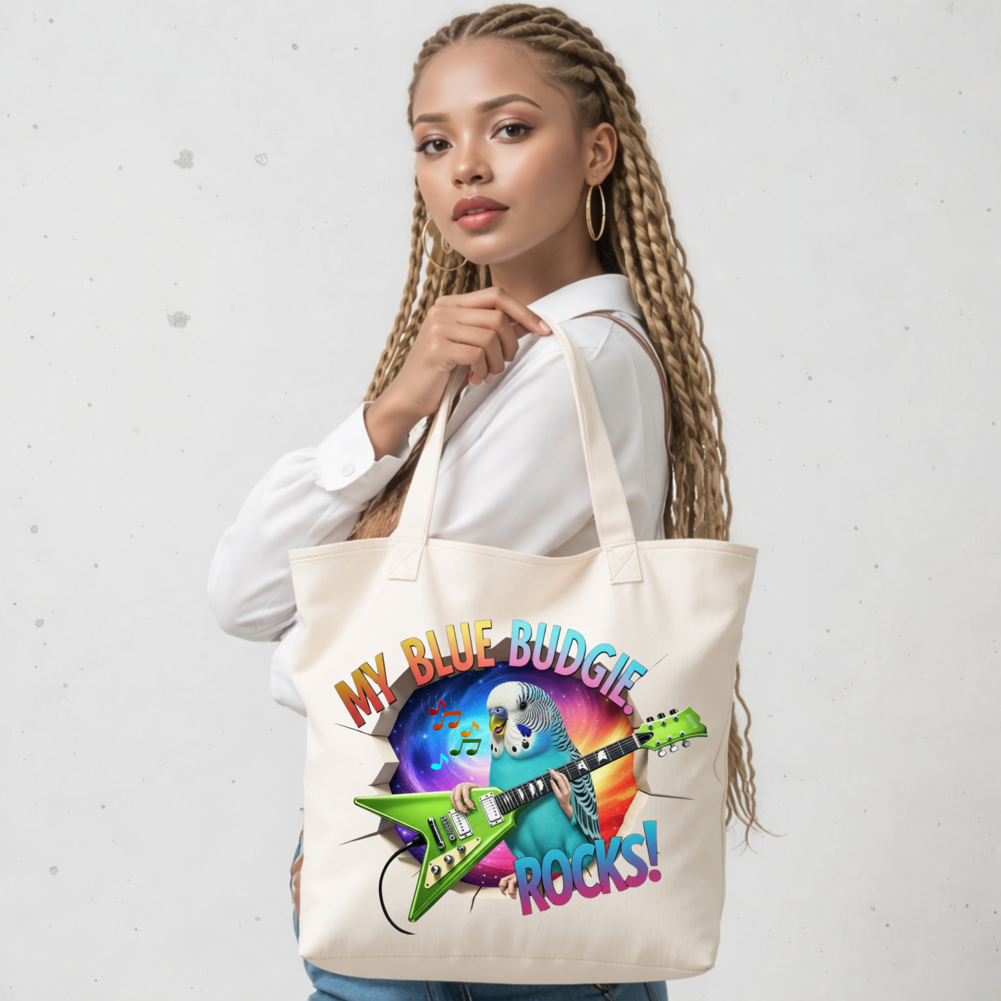 Blue Budgie Rocks Tote Bag
