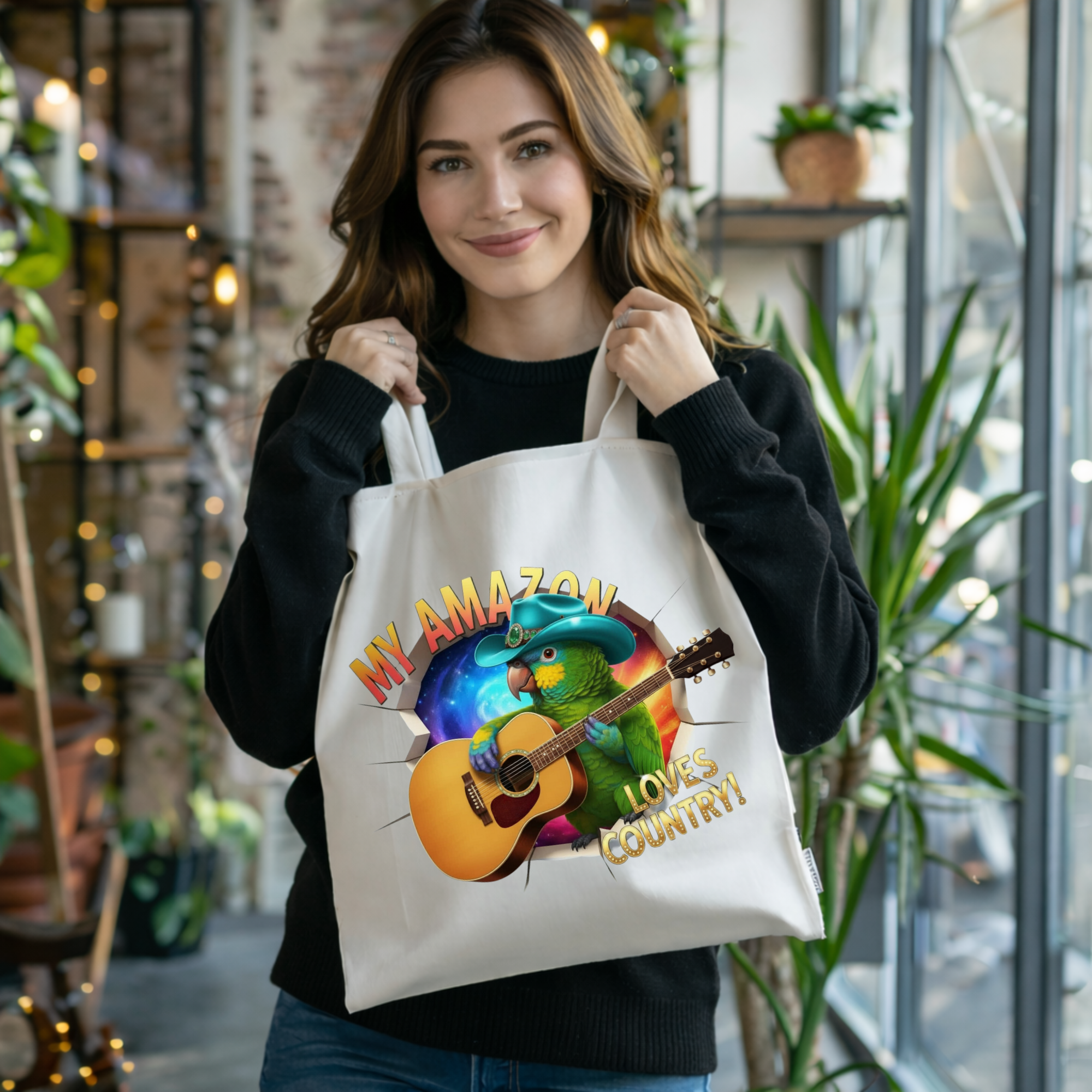 Blue Budgie Loves Country Tote Bag