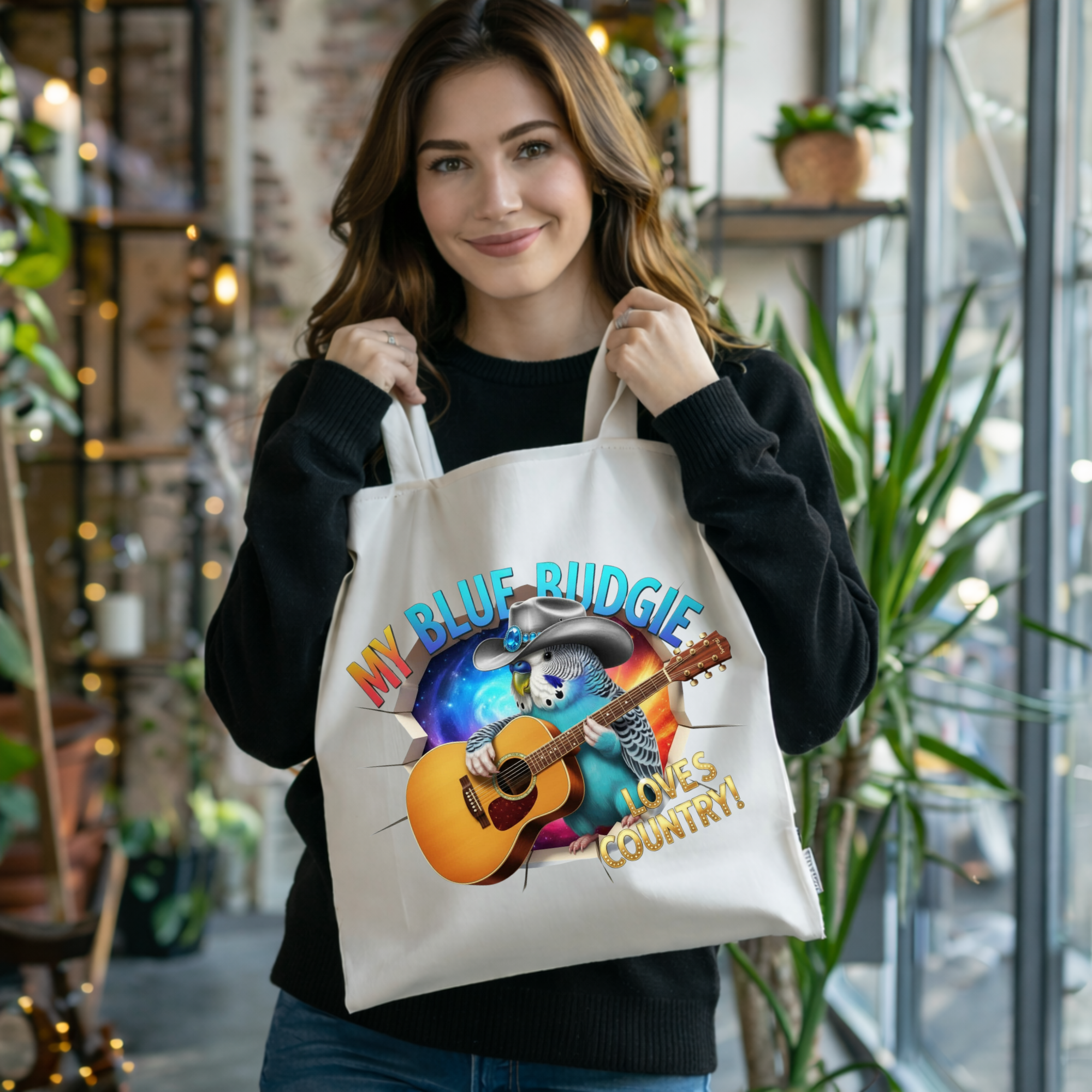 Blue Budgie Loves Country Tote Bag