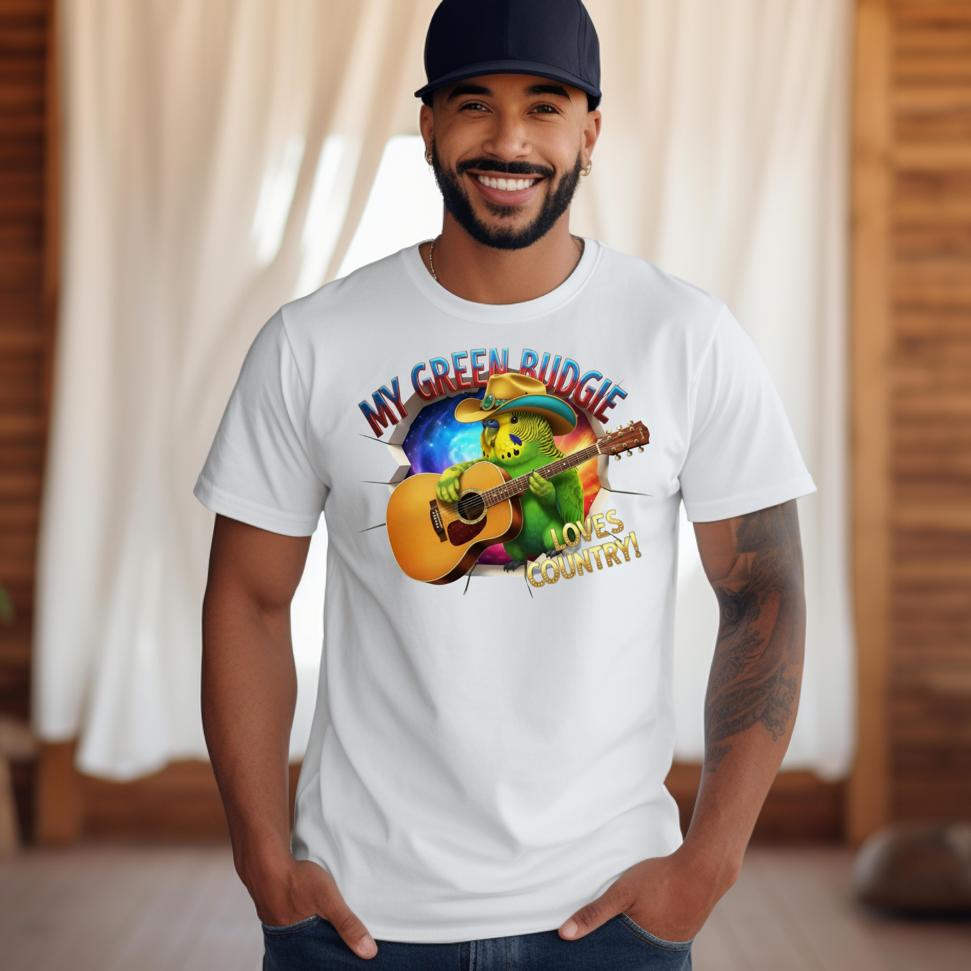 Green Budgie Loves Country T-Shirt