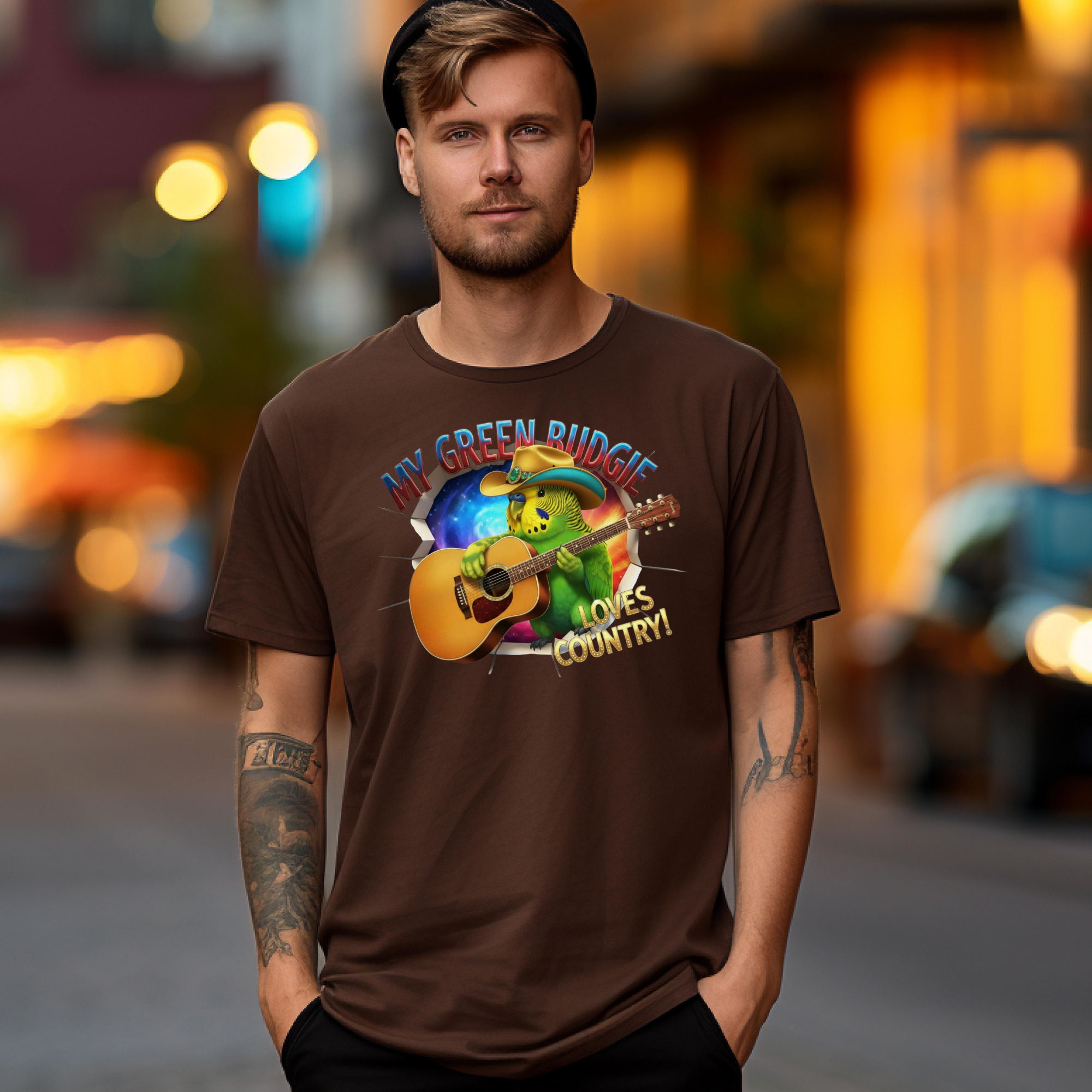 Green Budgie Loves Country T-Shirt