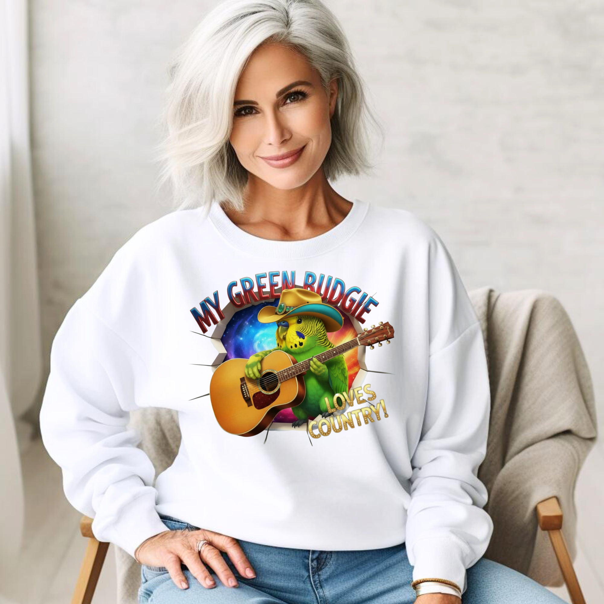 Green Budgie Loves Country Sweatshirt