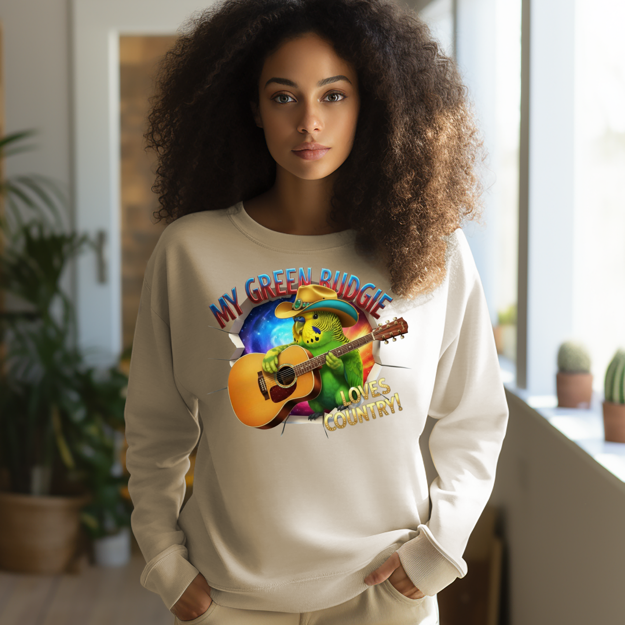 Green Budgie Loves Country Sweatshirt