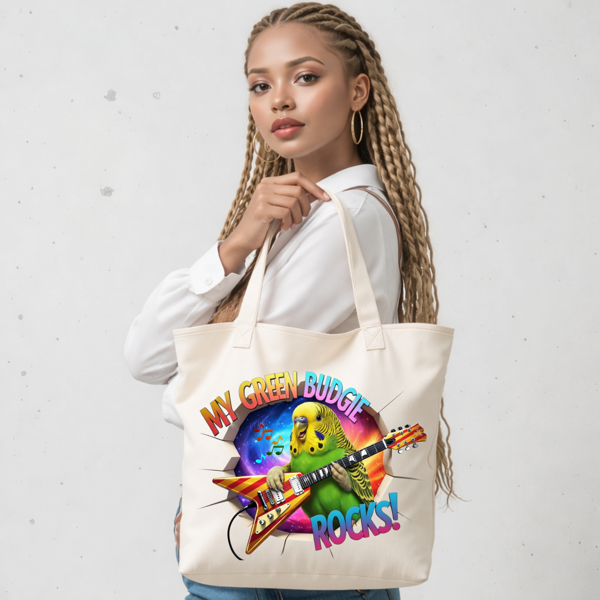 Green Budgie Rocks Tote Bag