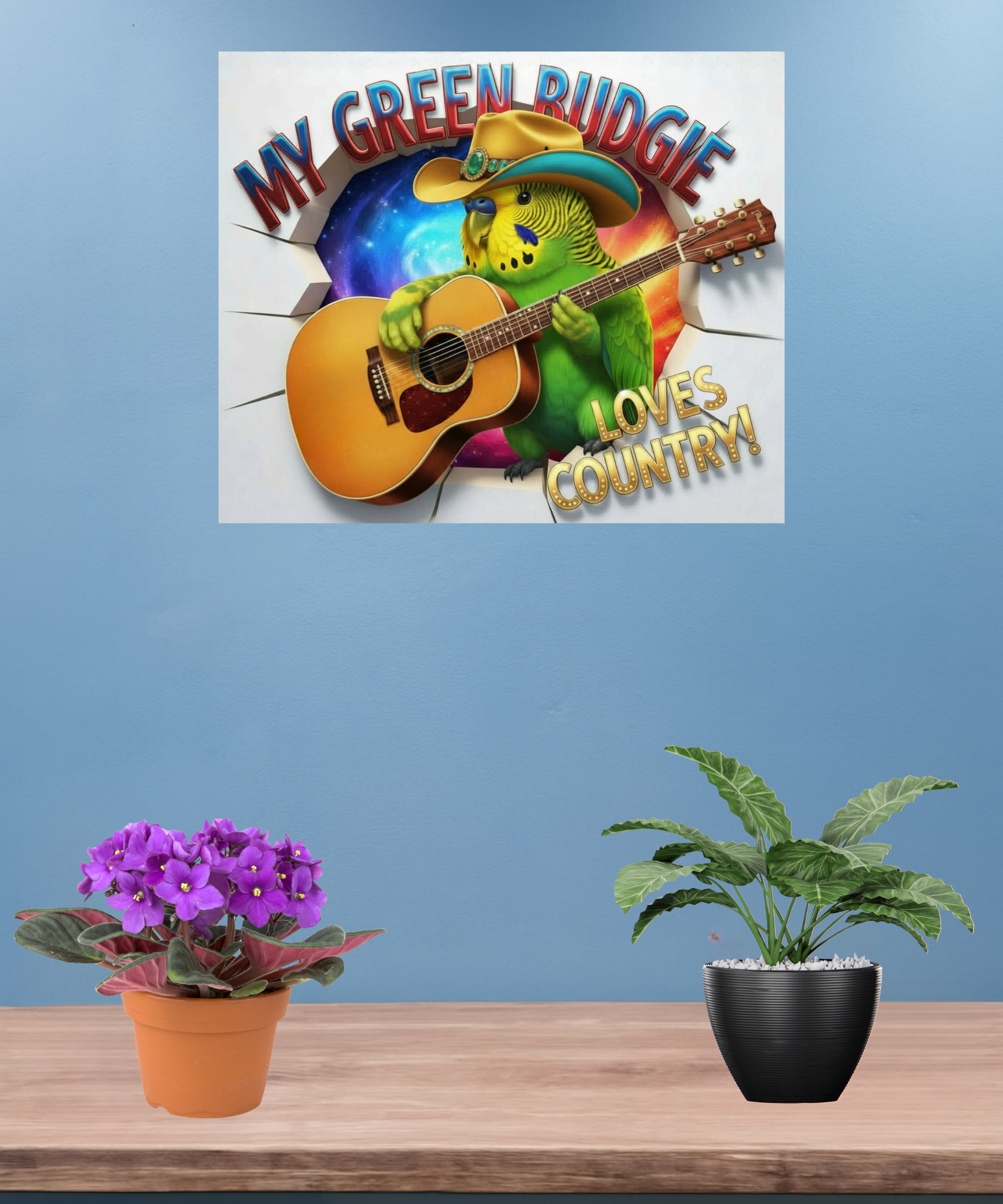 Green Budgie Loves Country Wall-Hanging