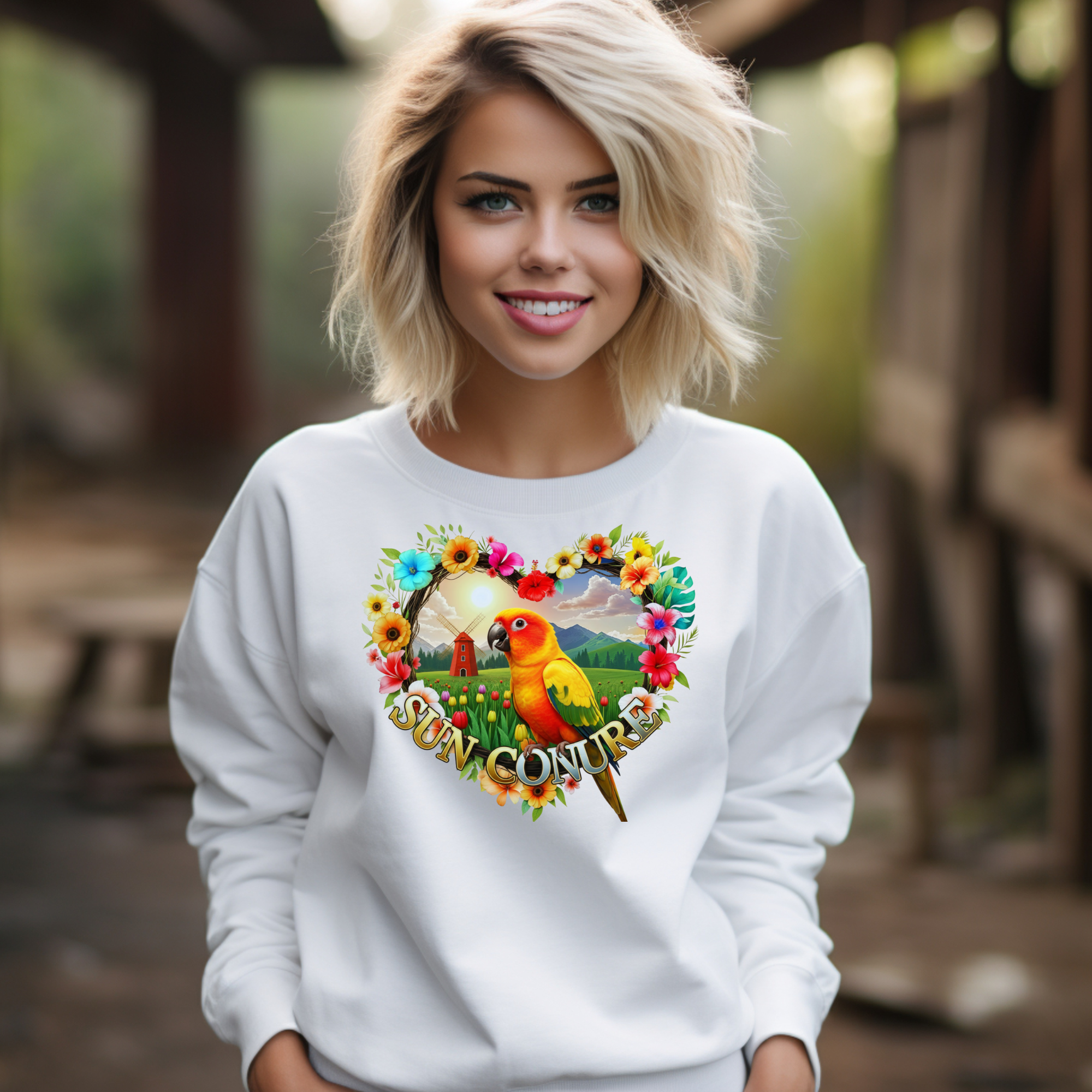 Sun Conure Heart Designs Sweatshirt