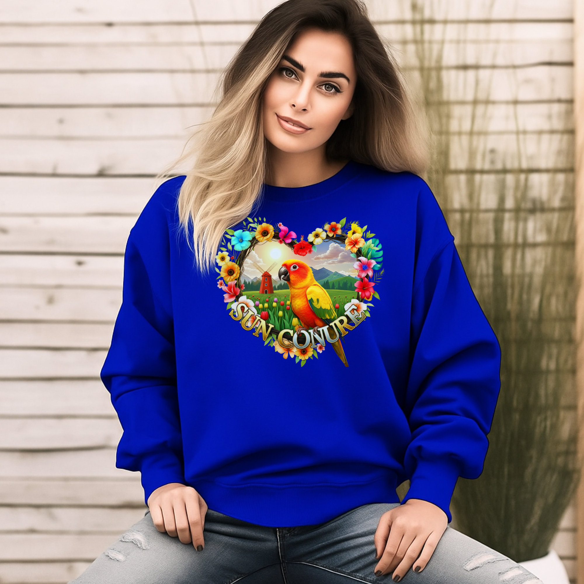 Sun Conure Heart Designs Sweatshirt