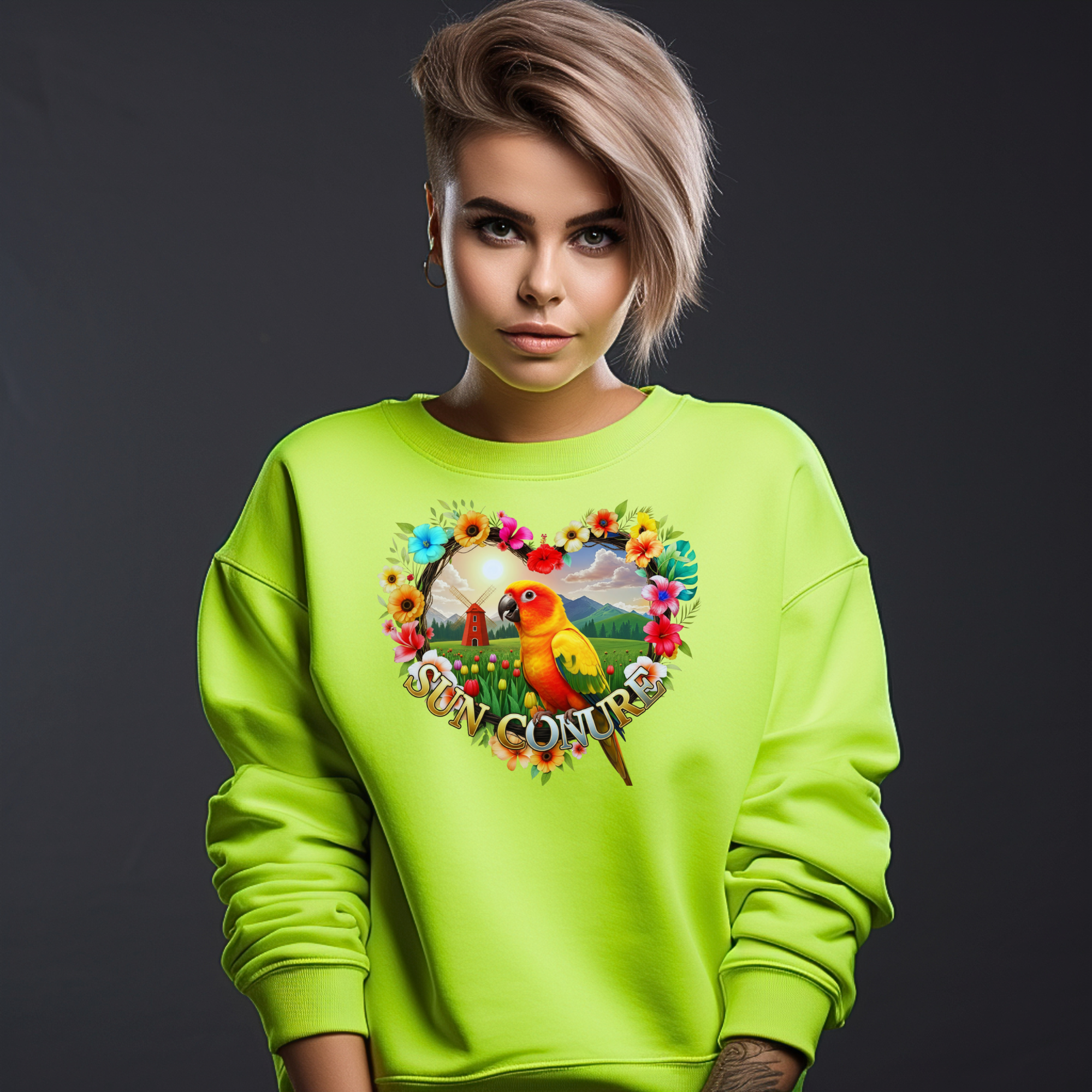 Sun Conure Heart Designs Sweatshirt