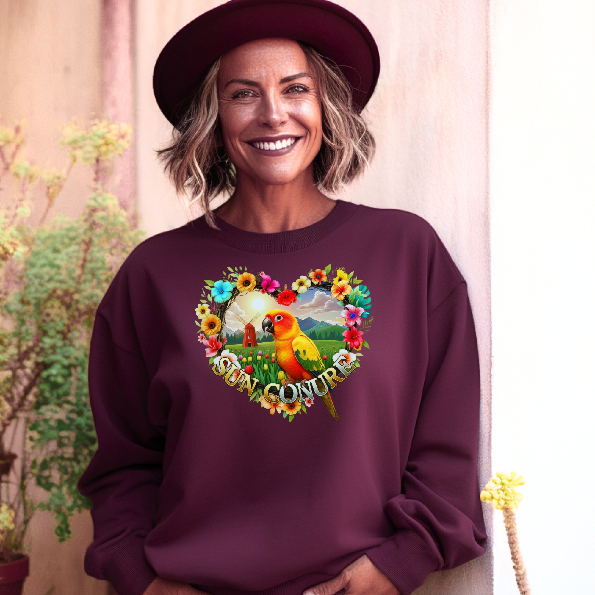 Sun Conure Heart Designs Sweatshirt