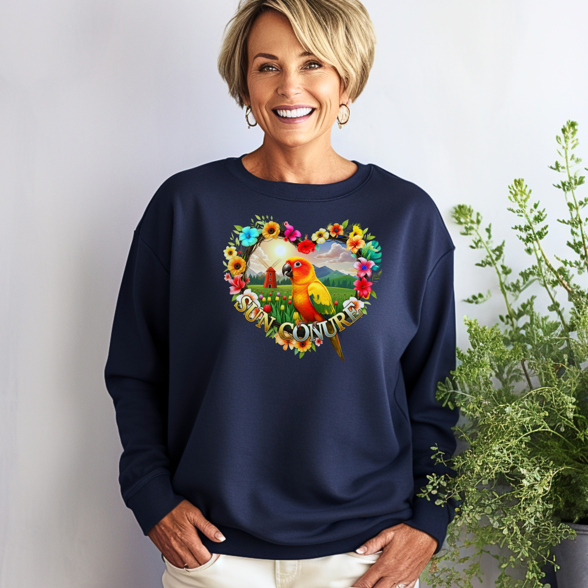 Sun Conure Heart Designs Sweatshirt