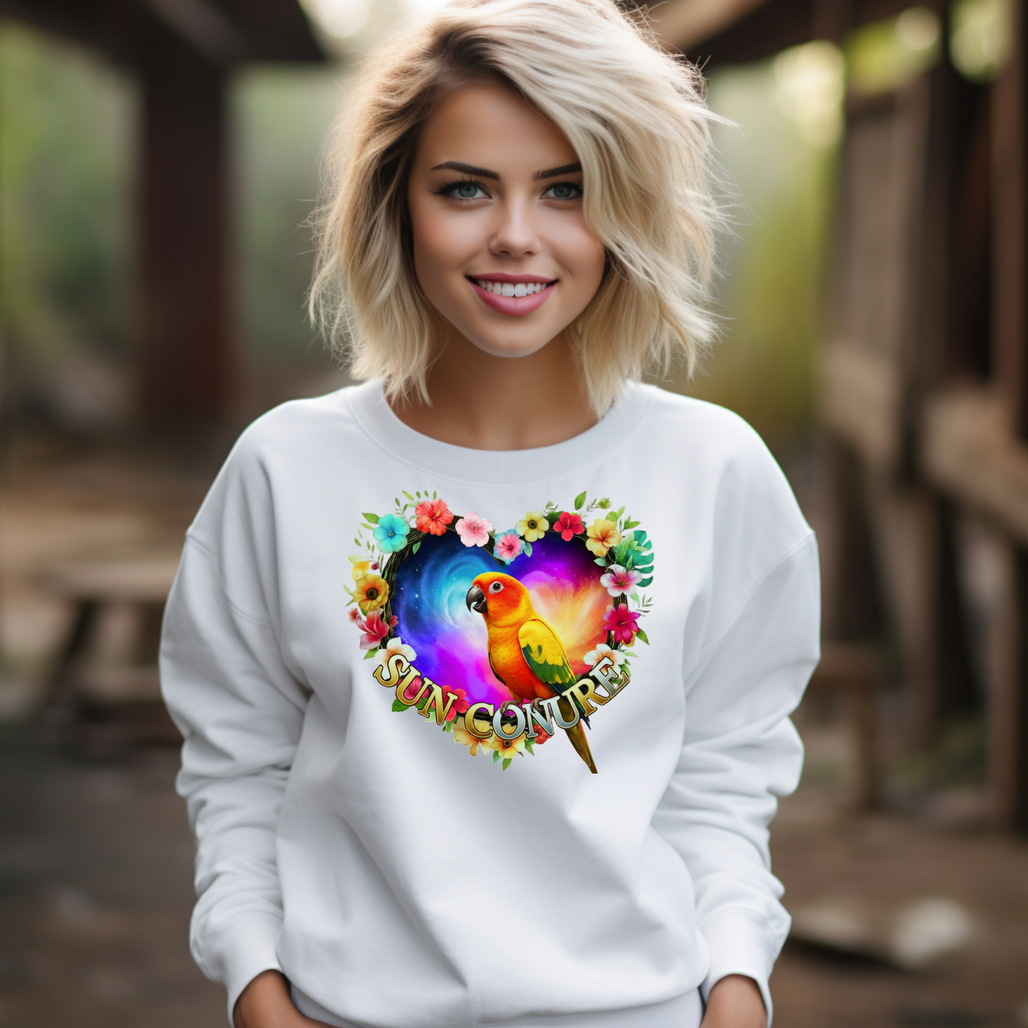 Sun Conure Heart Design Sweatshirt