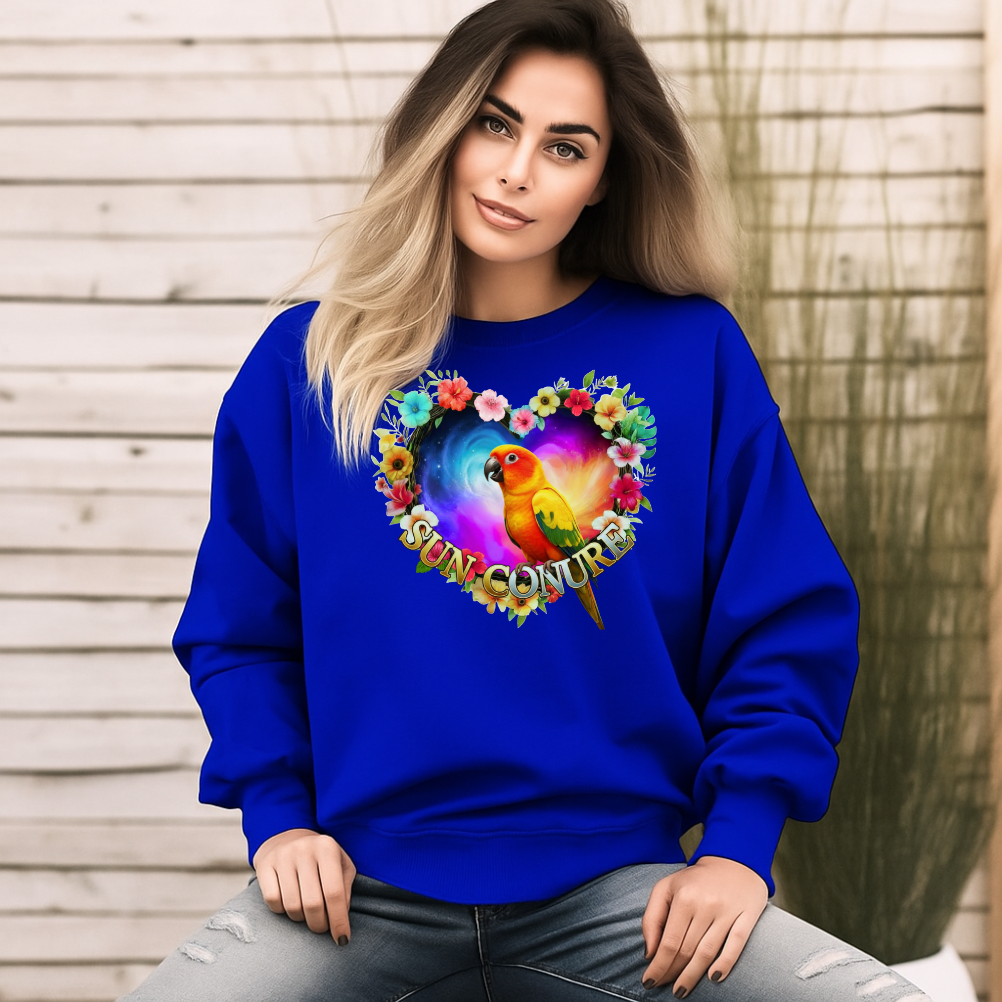 Sun Conure Heart Design Sweatshirt