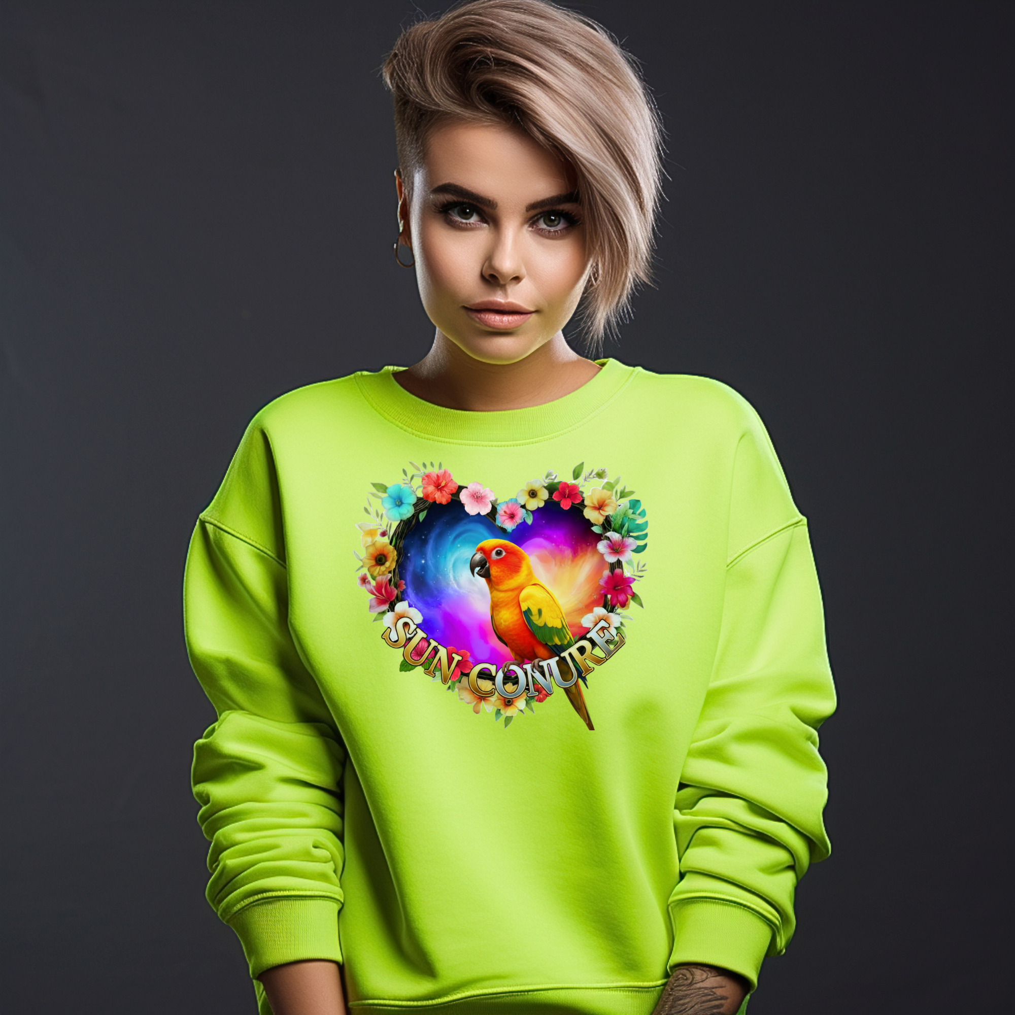 Sun Conure Heart Design Sweatshirt