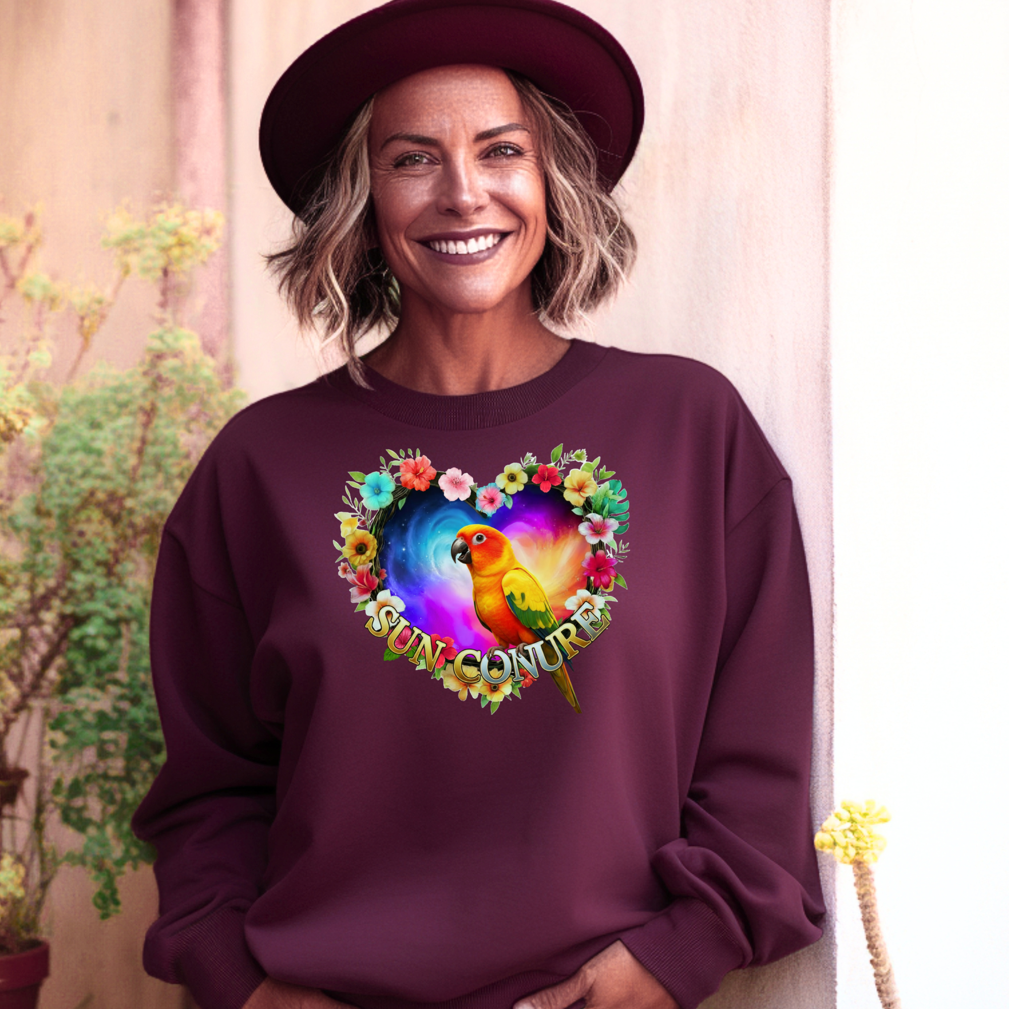 Sun Conure Heart Design Sweatshirt
