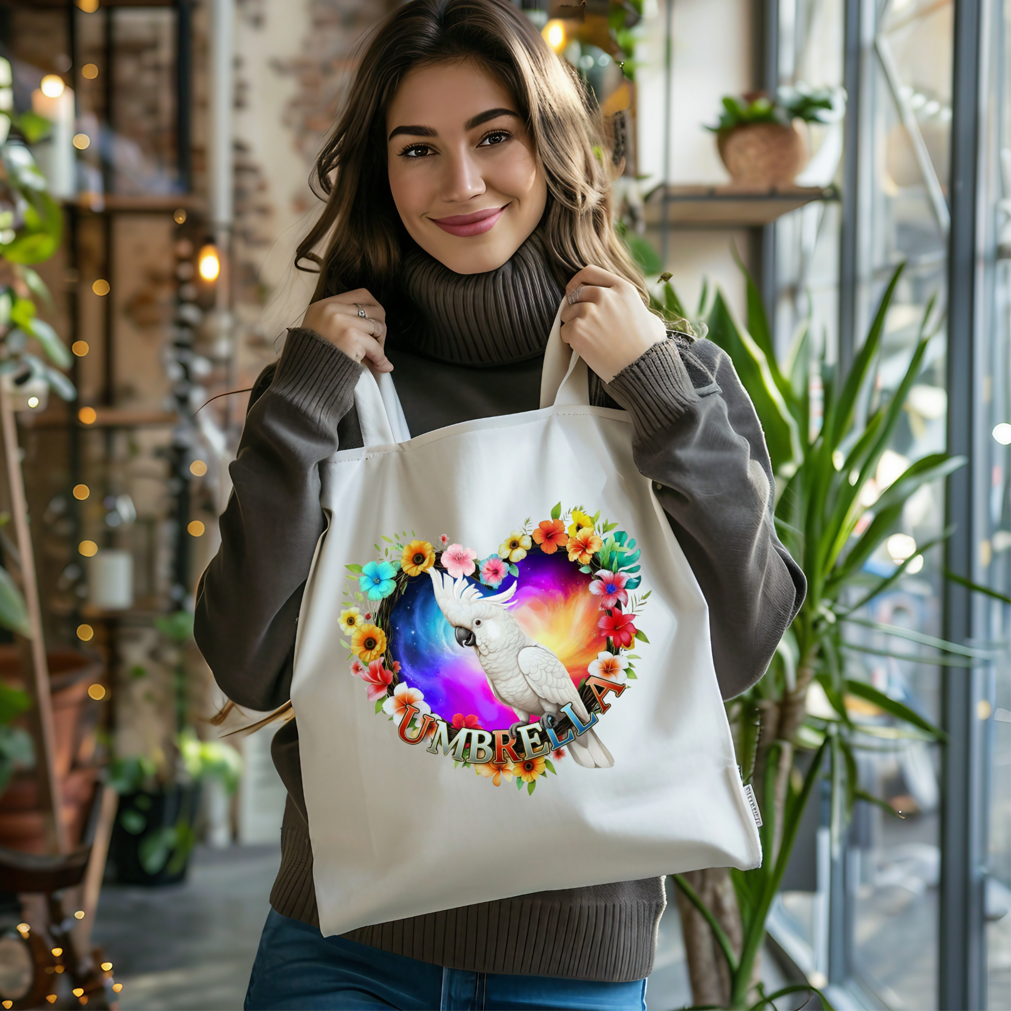 Colorful Umbrella Cockatoo Tote Bag