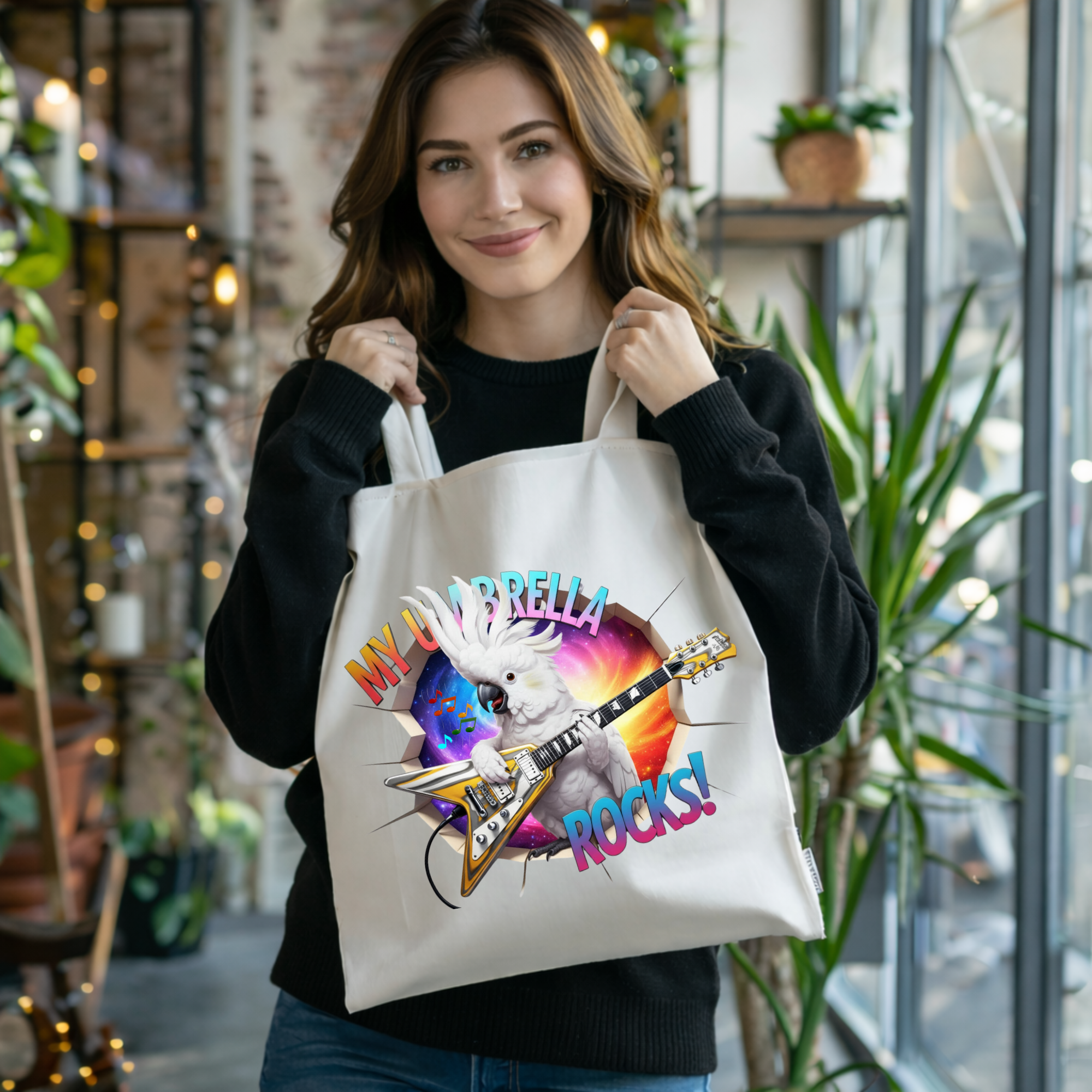 Umbrella Cockatoo Rocks Tote Bag