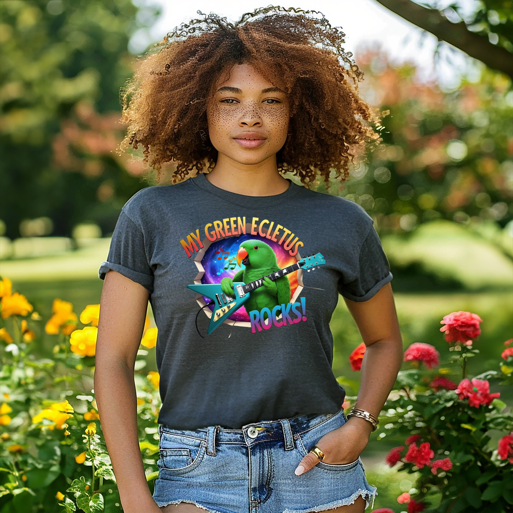 Green Eclectus Rocks Music T-Shirt