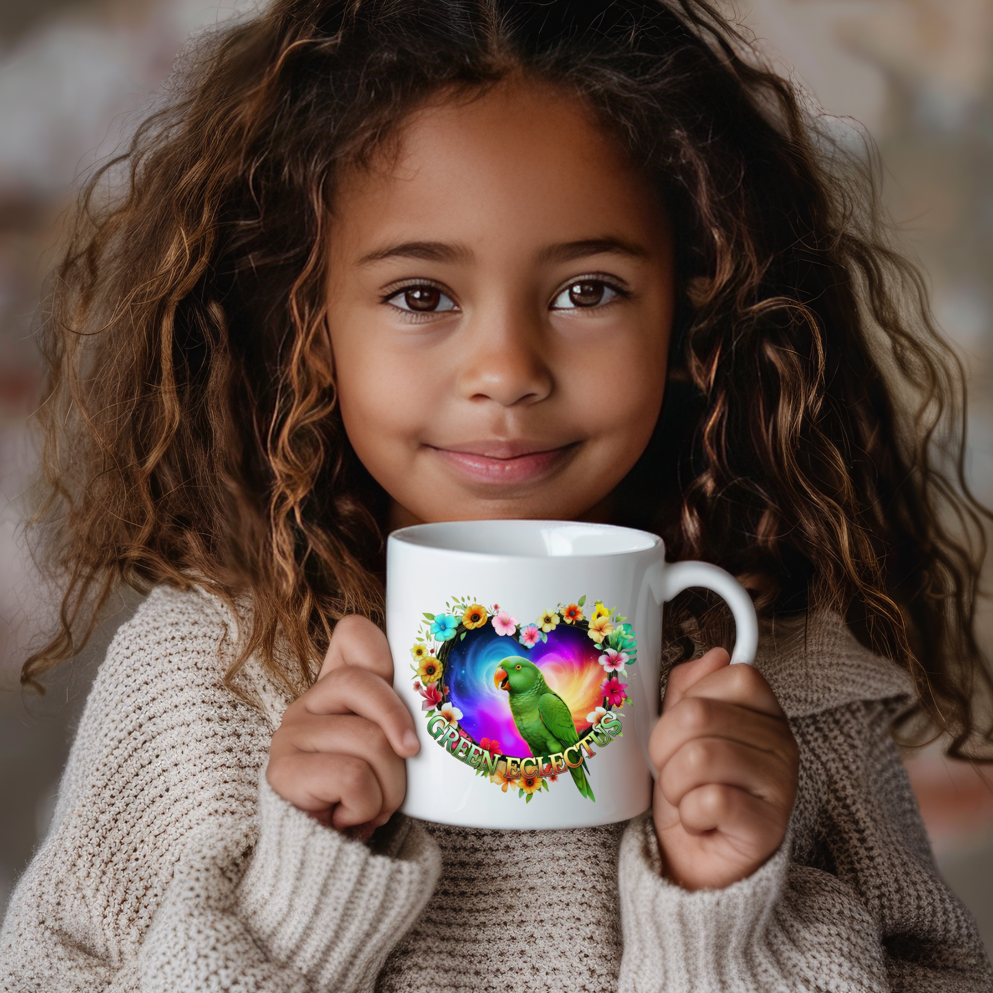 Green Eclectus Heart Design Mug