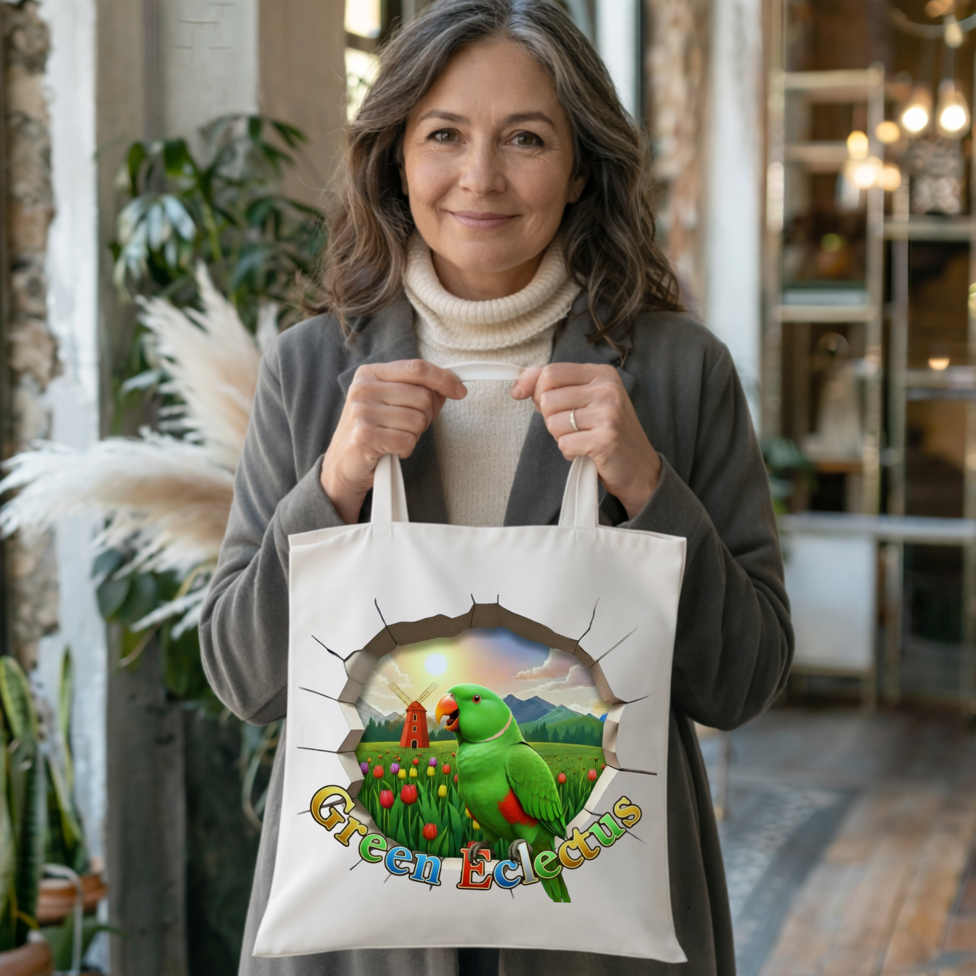 Green Eclectus Breakthrough Tote Bag