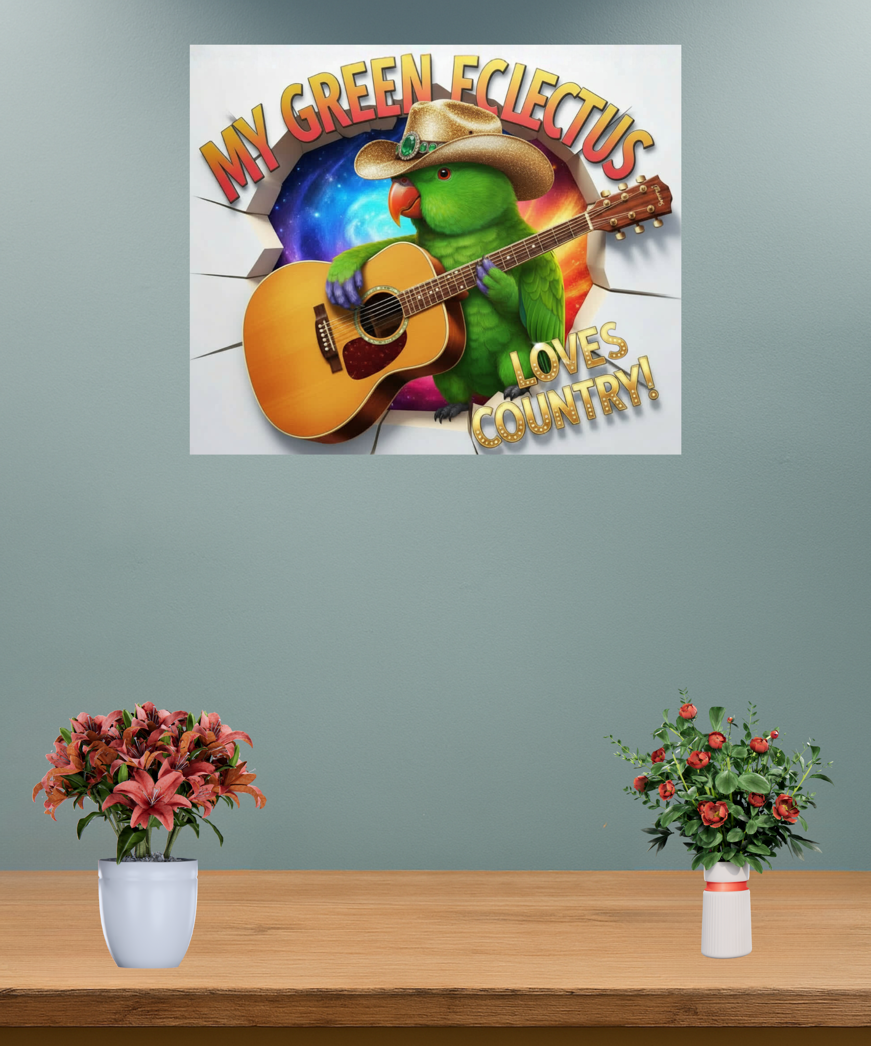 Green Eclectus Breakthrough Wall-Hanging