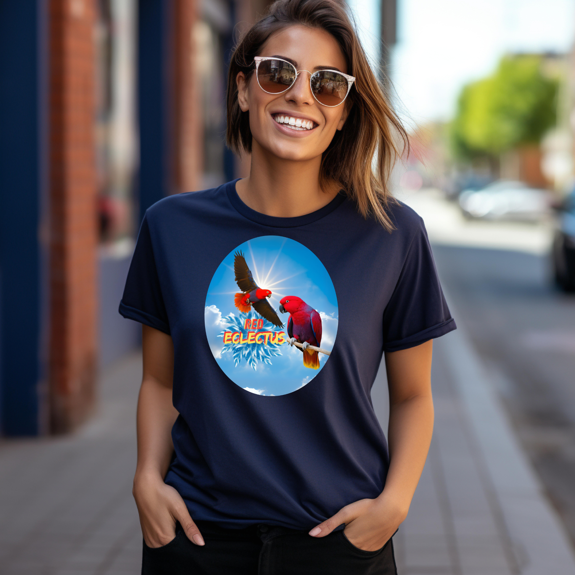 Red Eclectus in Sky T-Shirt